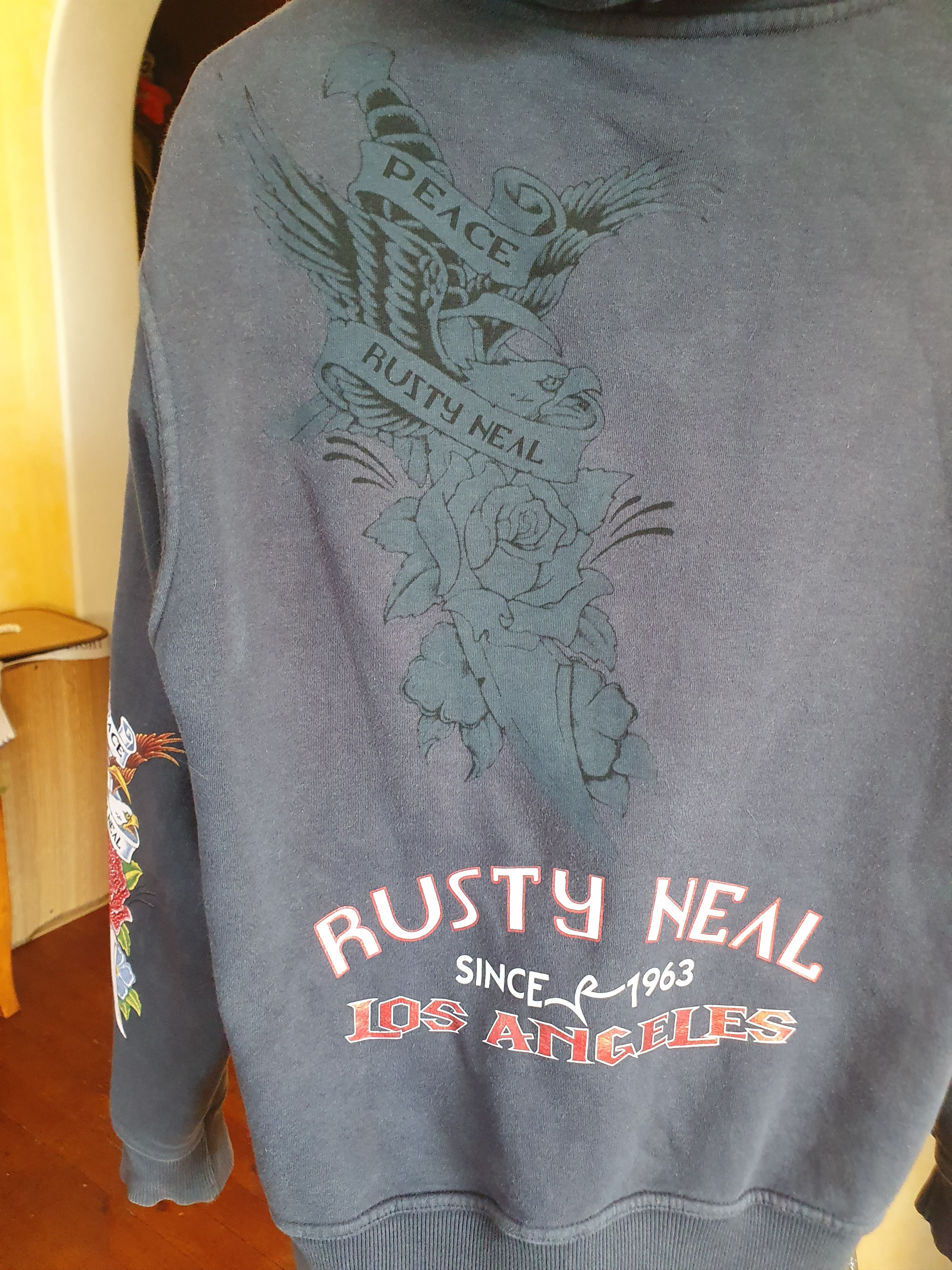 Vintage Rusty Neal LA Eagle Peace Rhinestones Hoodie Vintage Y2K Size US L / EU 52-54 / 3 - 14 Thumbnail
