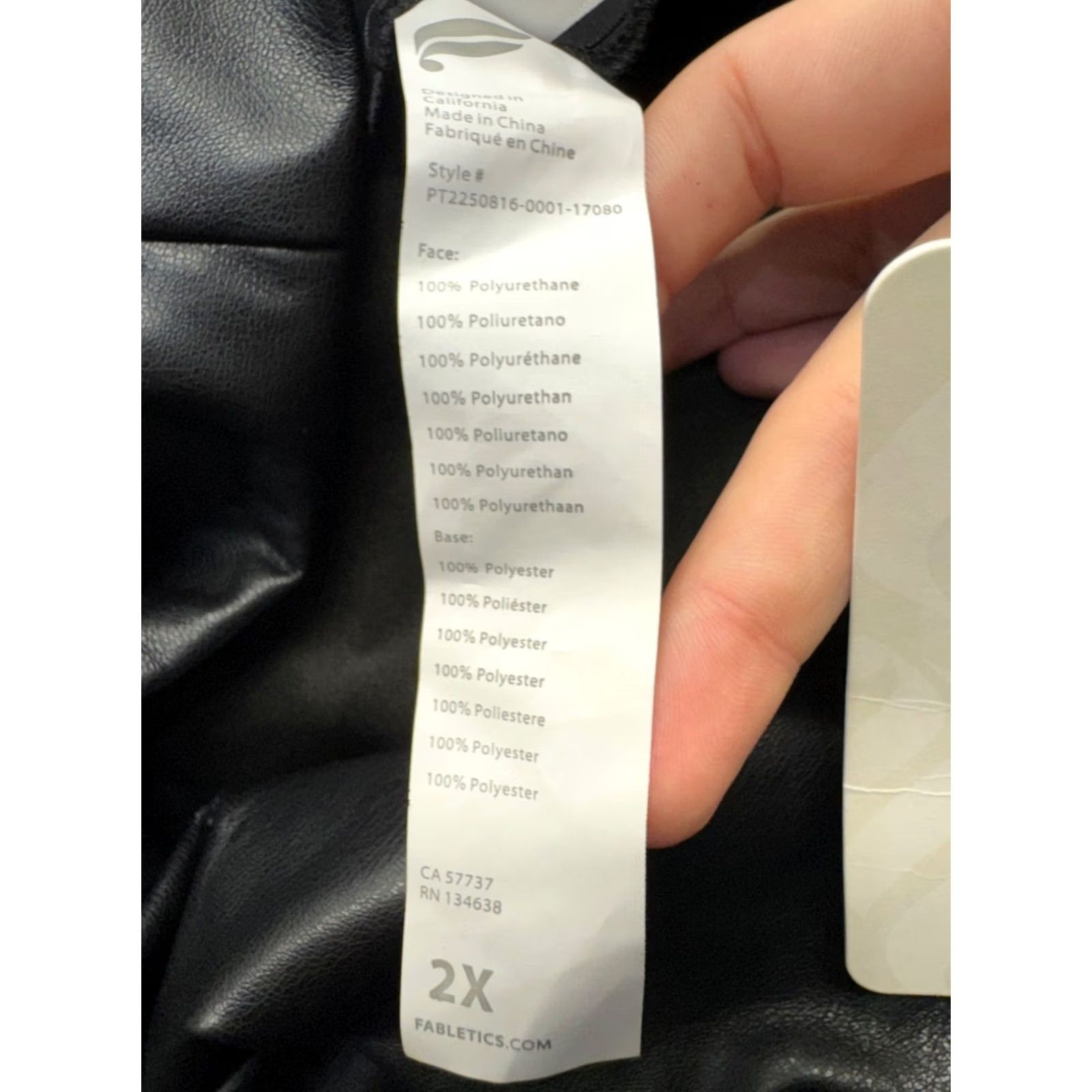 Fabletics Fabletics 2X Black Faux Leather HighRise Pants Stretchy Comfort Women Plus Size 2X Size 40" / US 18 - 6 Thumbnail
