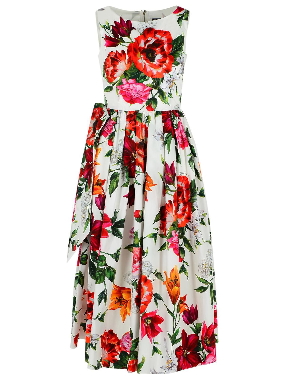 ワンピース DOLCE & GABBANA POPLIN SLEEVELESS DRESS WITH FLOWER PRINT Flower-print sleeveless poplin dress in Print for Women