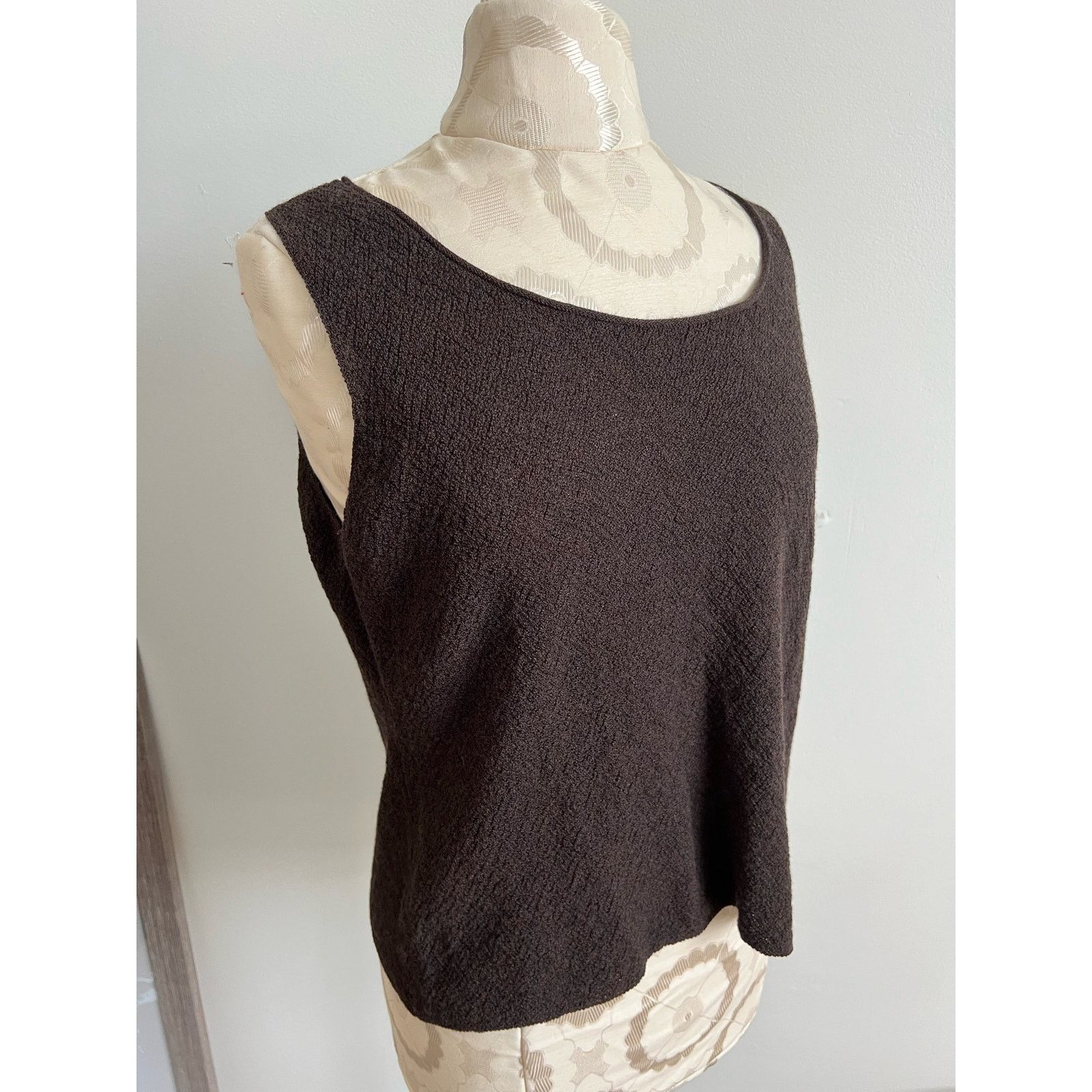 Eileen Fisher Eileen Fisher Wide Strap Brown Stretch Tank Large Size L / US 10 / IT 46 - 2 Thumbnail