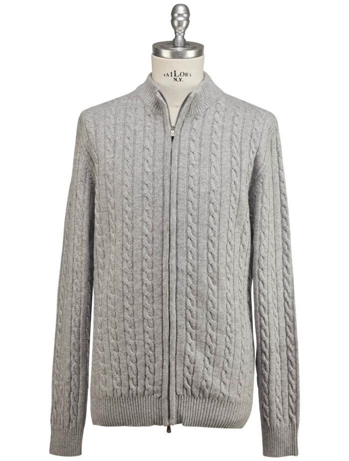Luigi Borrelli Gray Wool Cashmere Sweater Full Zip Size US M / EU 48-50 / 2 - 1 Thumbnail