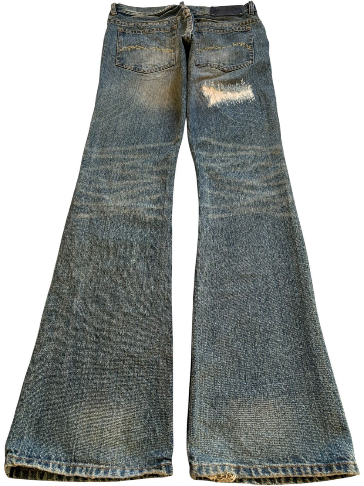 If Six Was Nine Vintage Midas Sashiko Rusty Mud Wash Bootcut Flare Jeans Size US 30 / EU 46 - 2 Thumbnail