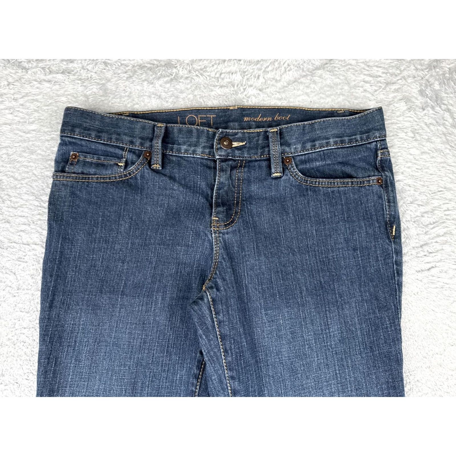 Loft LOFT Modern Boot Bootcut Jeans Womens 8 Blue Med Wash Mid Rise Stretch 31x32 Jeans Size 30" / US 8 / IT 44 - 4 Thumbnail