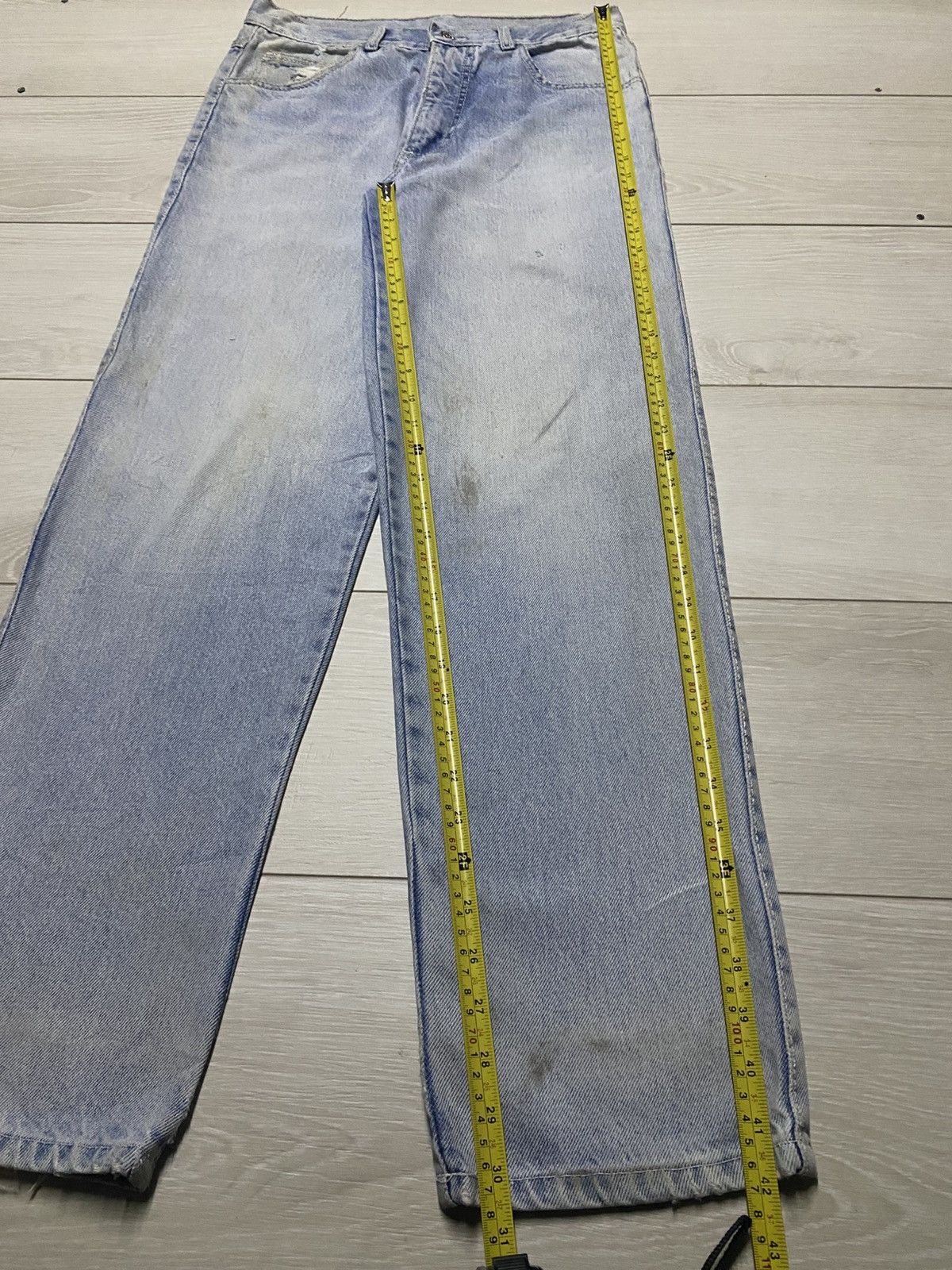 Kiwi Vintage Kiwitex Light Wash Distressed Taperred Leg Jeans Size US 30 / EU 46 - 12 Thumbnail