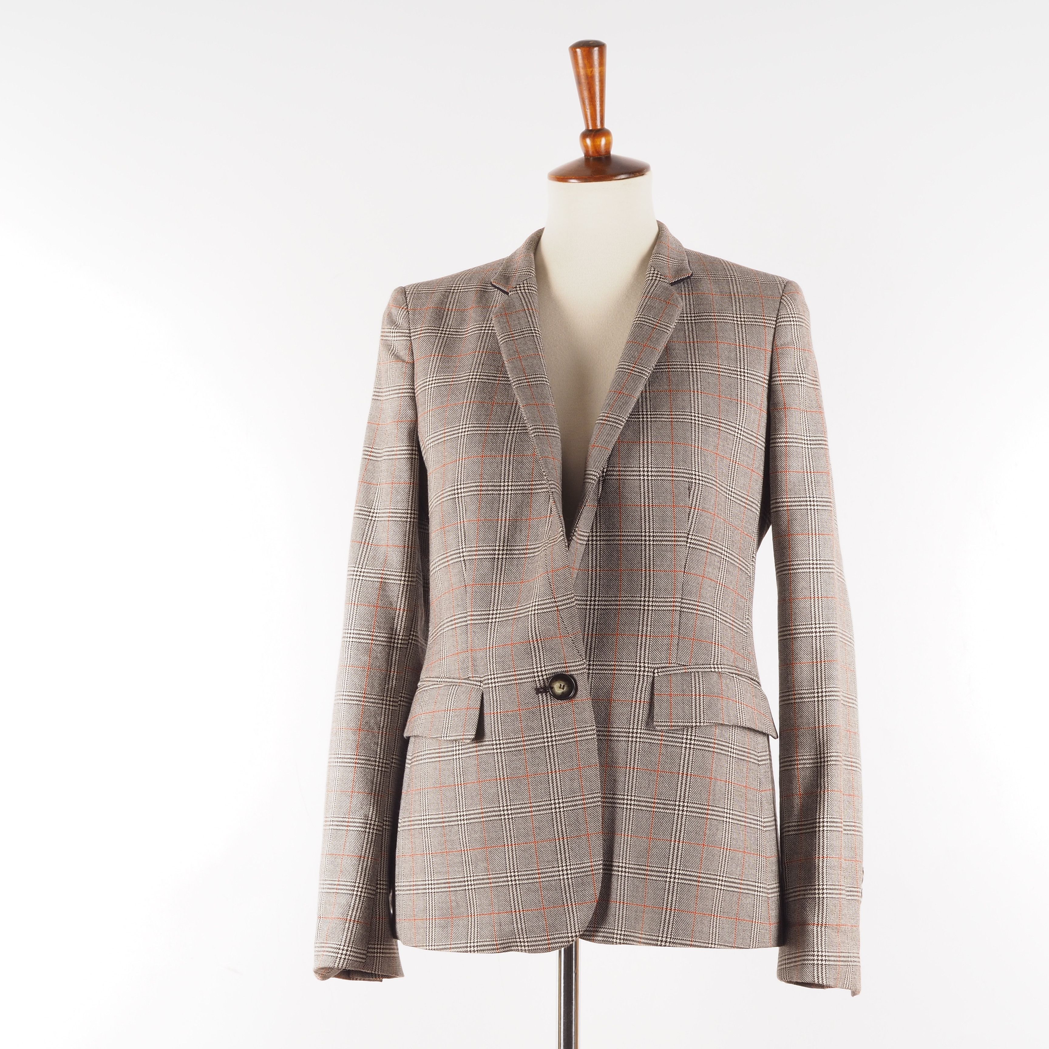 Stella McCartney STELLA MCCARTNEY Wool Gray Red Plaid Blazer Jacket Size S / US 4 / IT 40 - 3 Thumbnail
