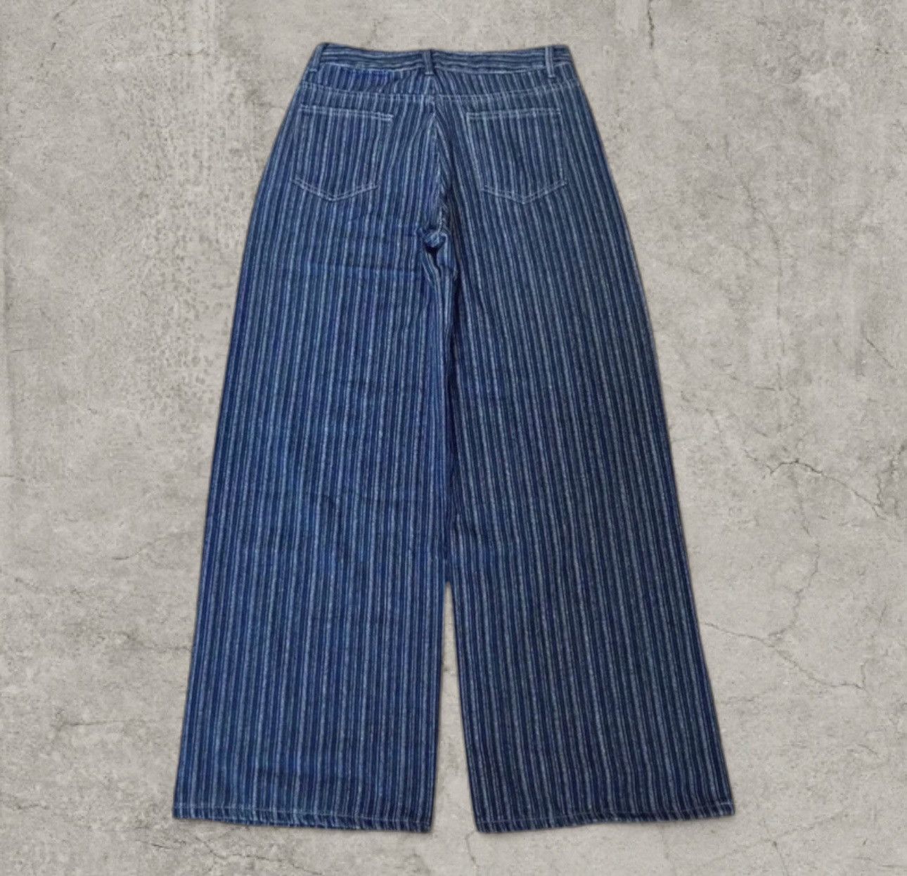 Japanese Brand Cool wide leg Japanese style jeans in striped blue. Size M Size US 32 / EU 48 - 4 Thumbnail