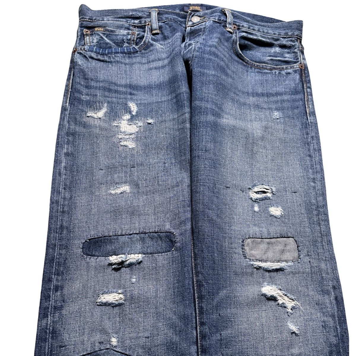 Polo Ralph Lauren Polo Ralph Lauren Sullivan Slim patchwork Boro Jeans 33X32 Size US 33 - 2 Thumbnail