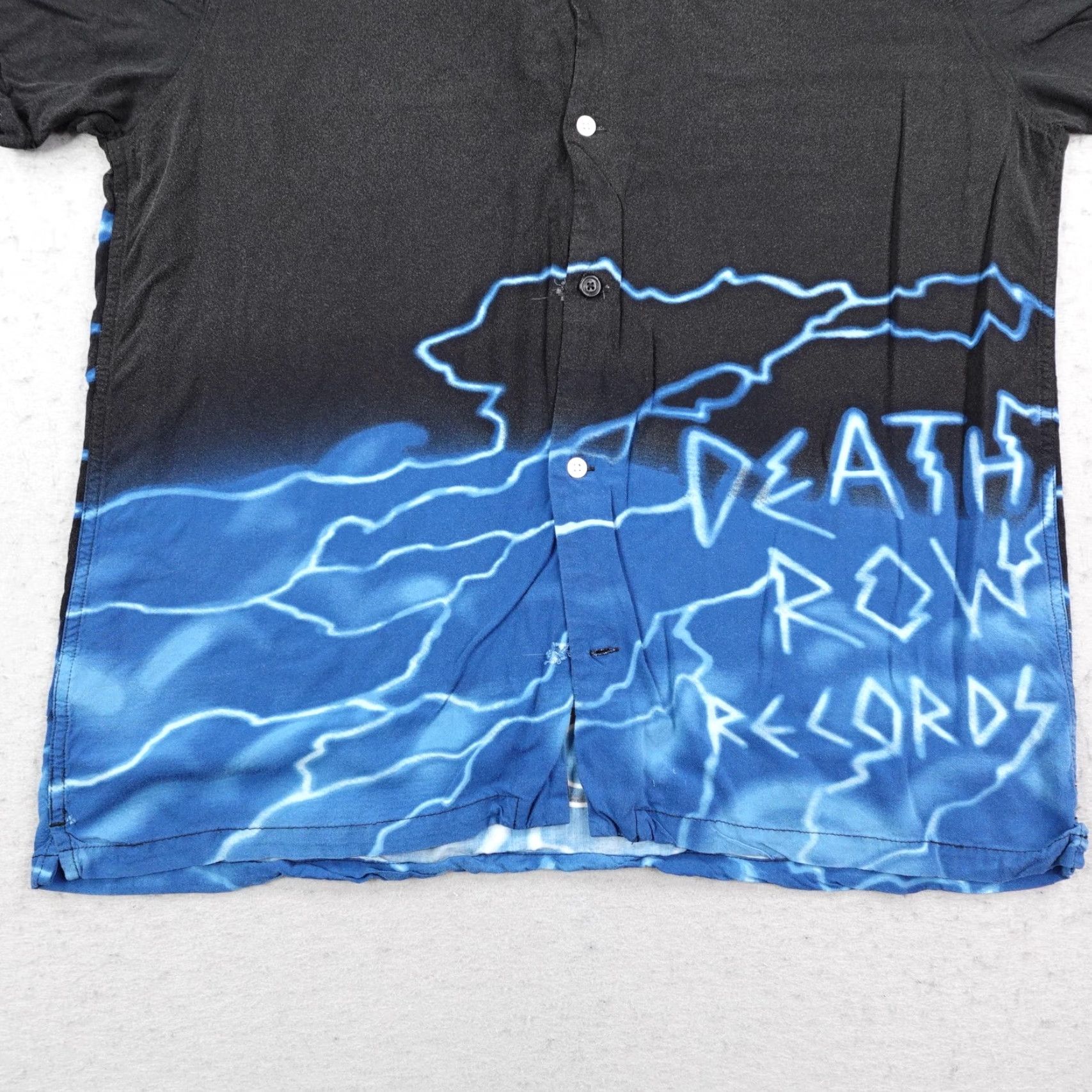 Vintage VINTAGE Death Row Records Shirt Mens Black Blue Button Up Lightning Graphic Hip Hop Camp Size US L / EU 52-54 / 3 - 3 Thumbnail