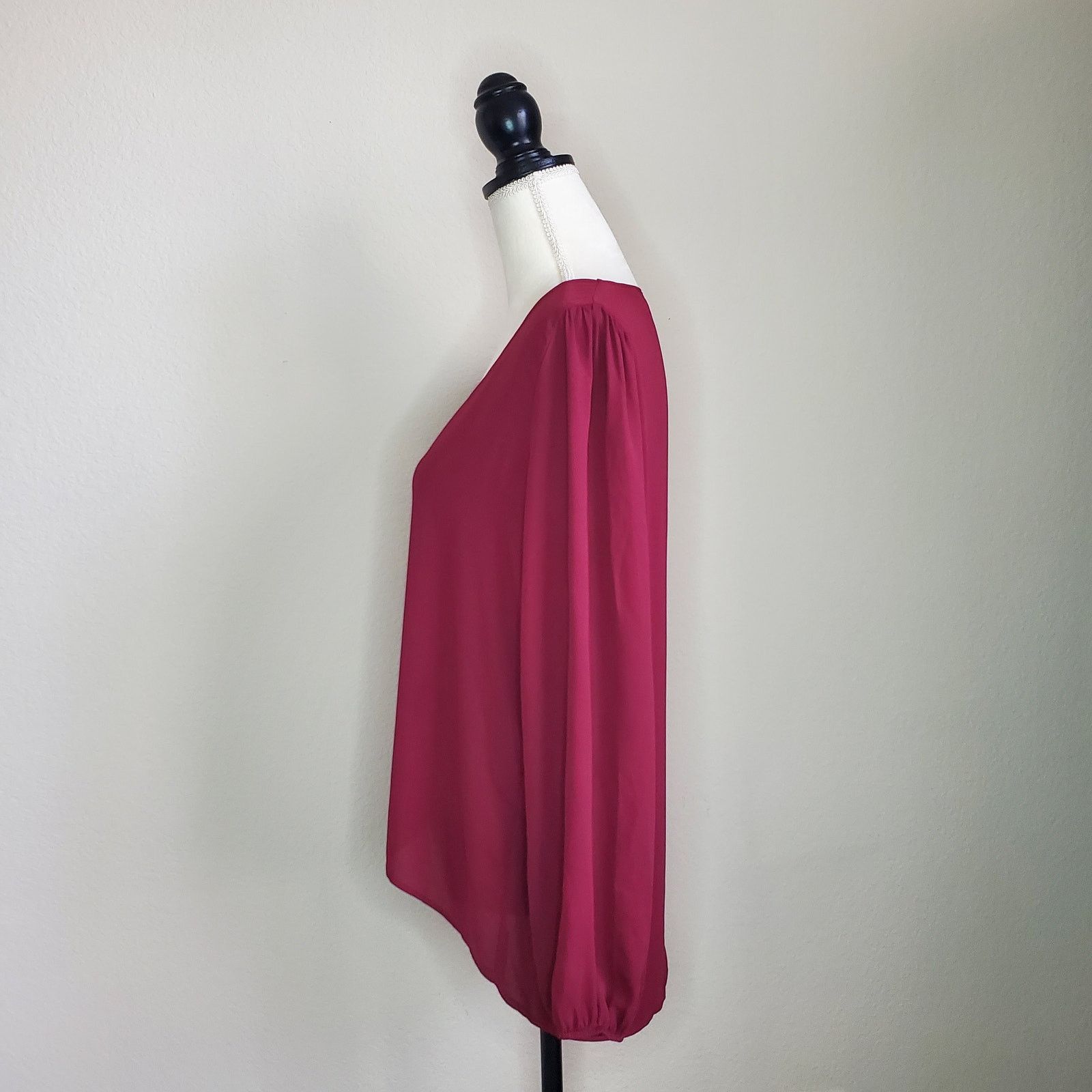 Other Abbeline Burgundy Chiffon Blouse Medium Size M / US 6-8 / IT 42-44 - 2 Thumbnail