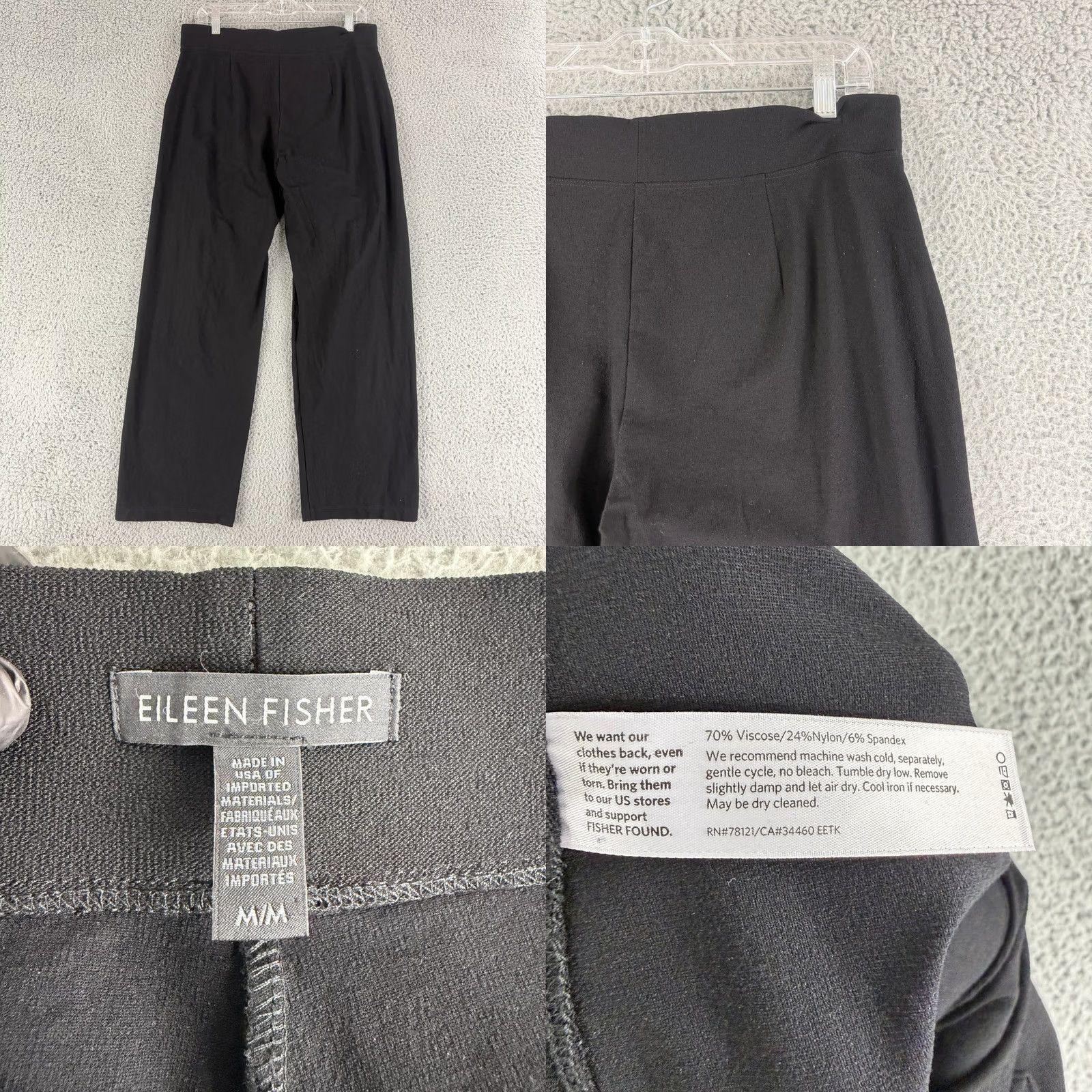 Eileen Fisher Eileen Fisher Wide Leg Pants Womens Medium Black Stretch Jersey Pull On - Luxury Casual Size M / US 6-8 / IT 42-44 - 8 Thumbnail