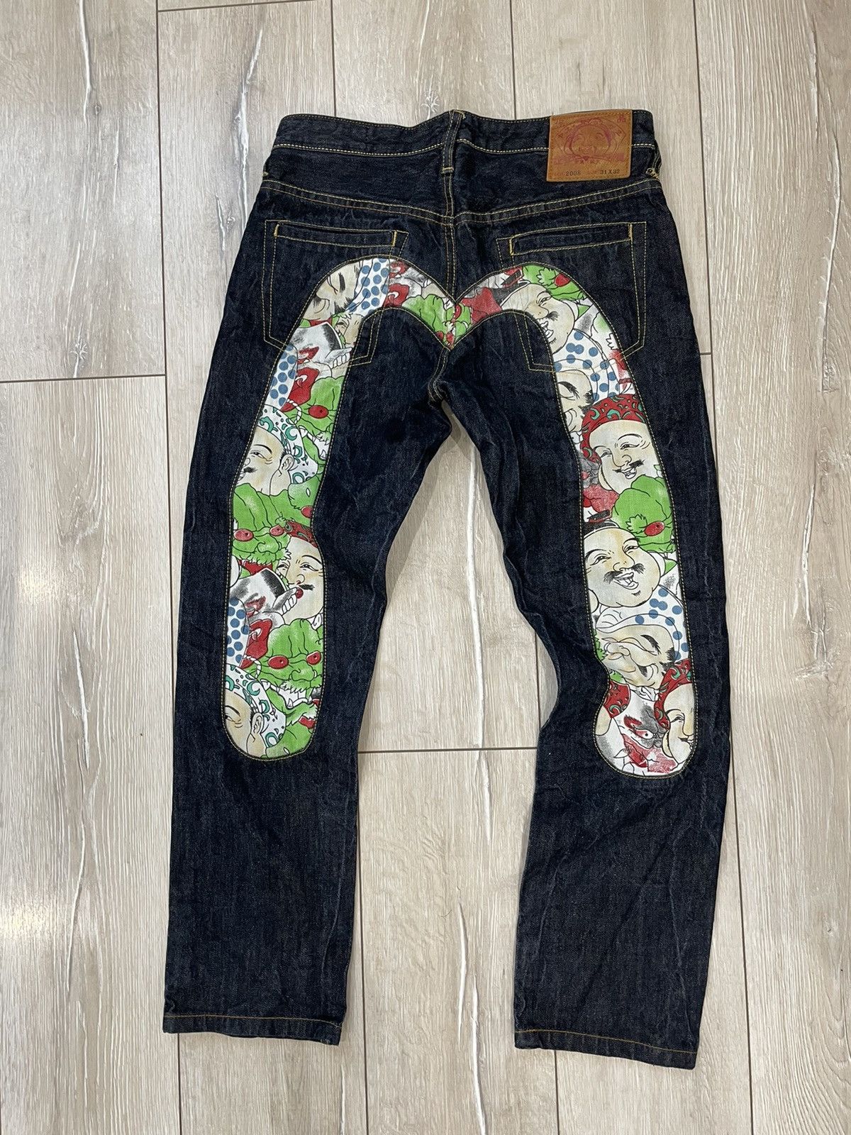 Designer × Evisu × Japanese Brand EVISU BIG LOGO FACES DARD BLUE 