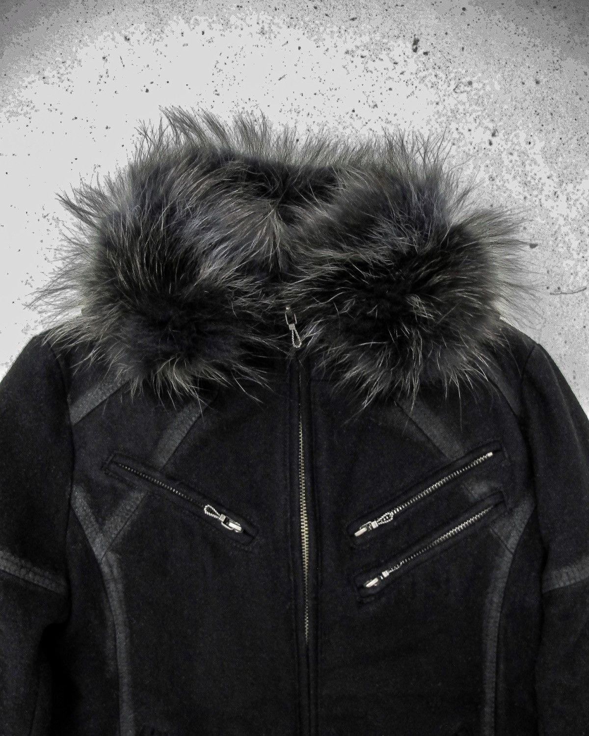 archive 5351 raccoon fur leather Jkt blk