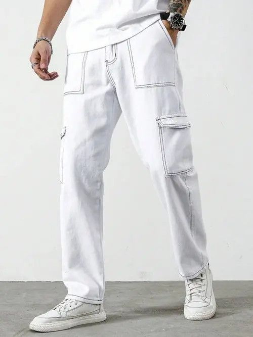 Jean Cargo Stiching Jeans Pants Straight Leg Size US 32 / EU 48 - 1 Thumbnail