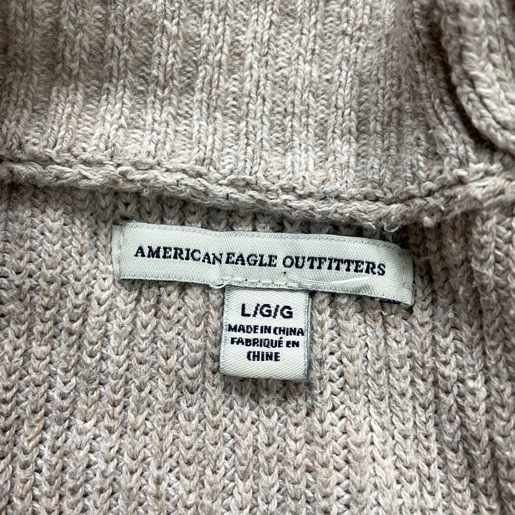 American Eagle Outfitters VINTAGE American Eagle Outfitters Women's Cardigan Sweater Large Beige Knit Long Sleeve Pockets All Seasons Size L / US 10 / IT 46 - 3 Thumbnail