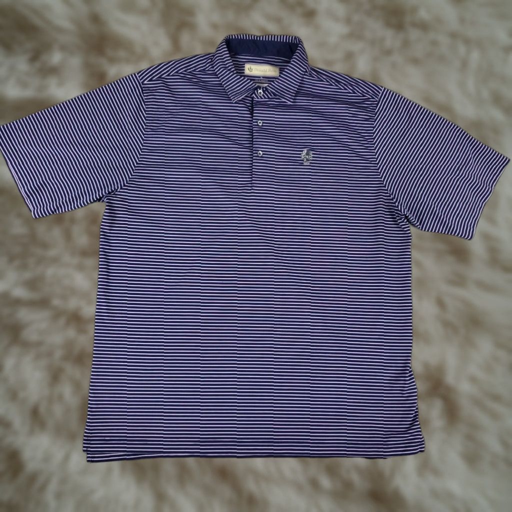 Vintage Donald Ross Polo Shirt Mens XL Purple Striped Golf Short Sleeve Size US XL / EU 56 / 4 - 1 Thumbnail