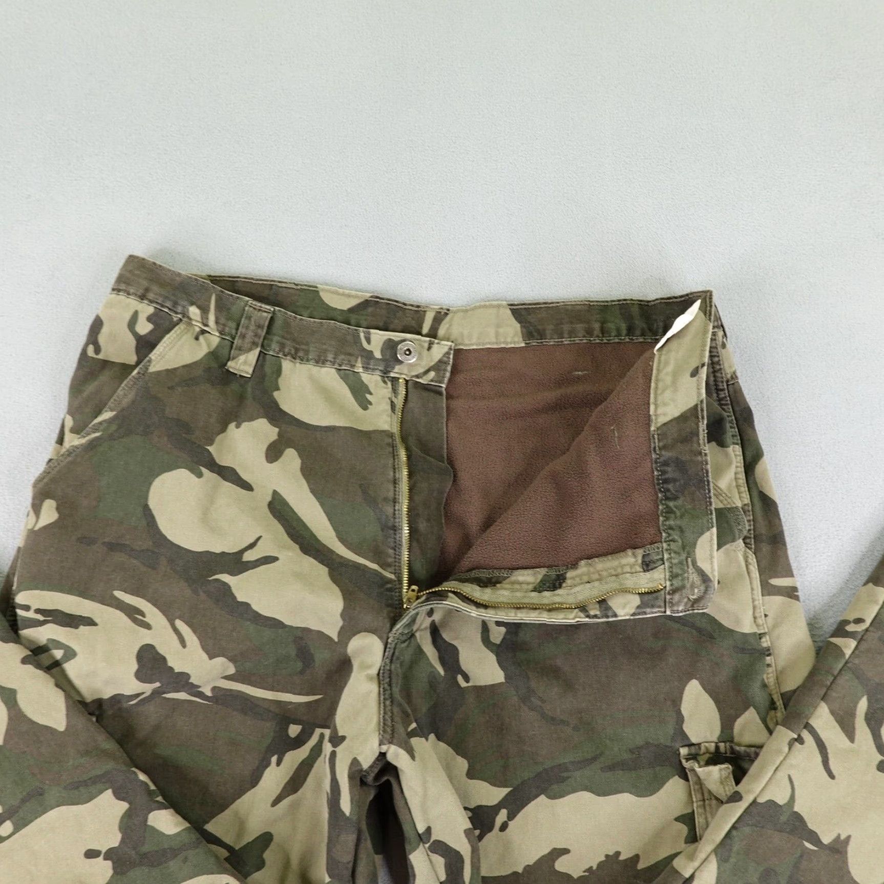 Wrangler Wrangler Pants 40x32 Green Camo Canvas Cargo Fleece Lined Work Winter Mens Size US 40 / EU 56 - 6 Thumbnail