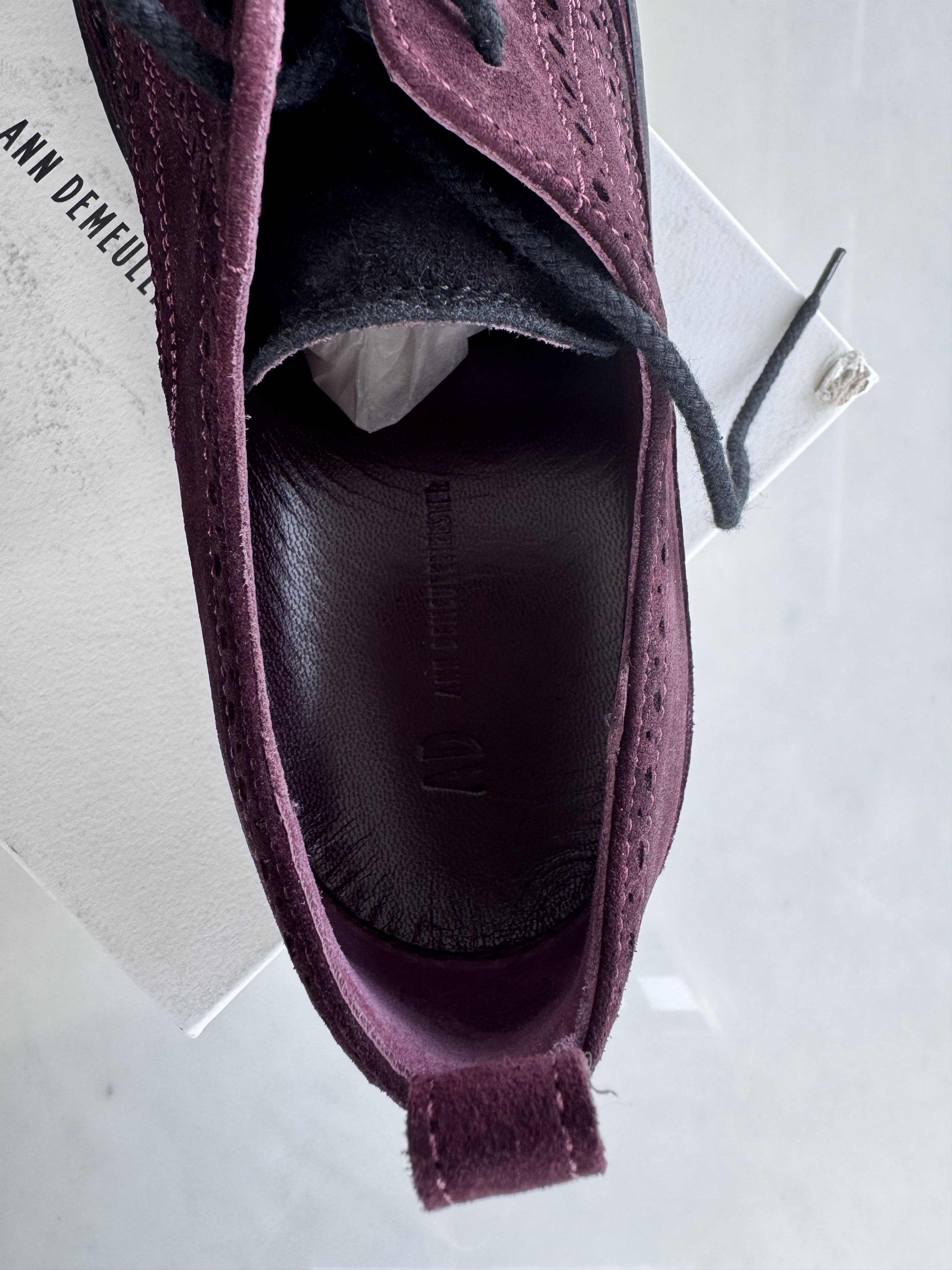 Ann Demeulemeester Ann Demeulemeester Bordeaux Suede Brogues Size US 7 / EU 40 - 4 Thumbnail