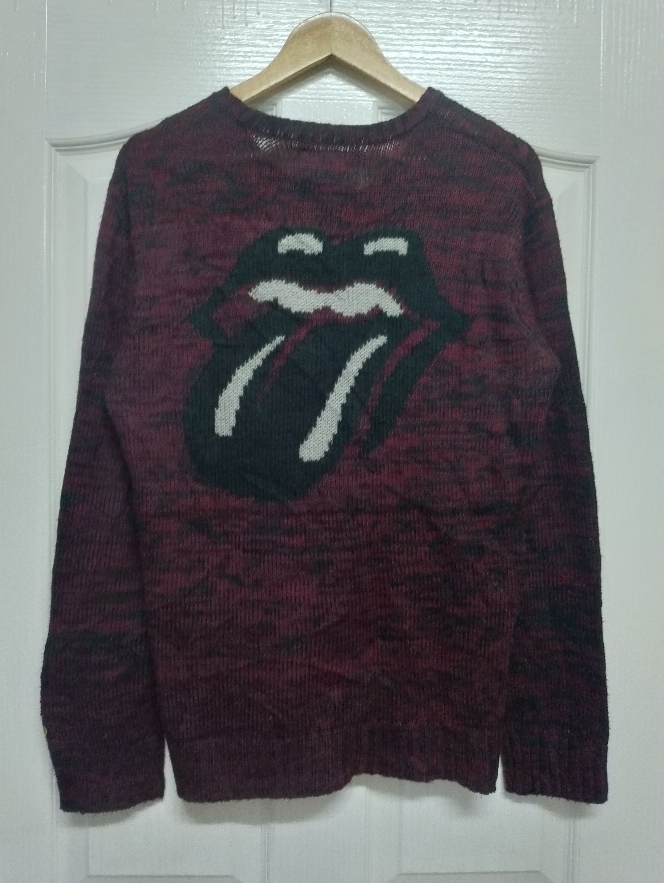 Band Tees ROLLING STONES Cable Knitwear Backhit Big Logo Size US L / EU 52-54 / 3 - 1 Thumbnail