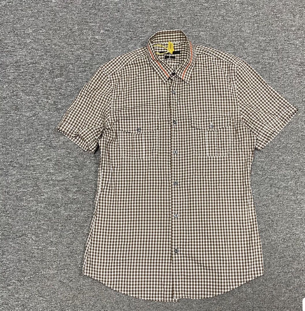 Gucci Gucci Plaid Short Sleeve Shirt J16 Size US XXS / EU 40 - 1 Thumbnail