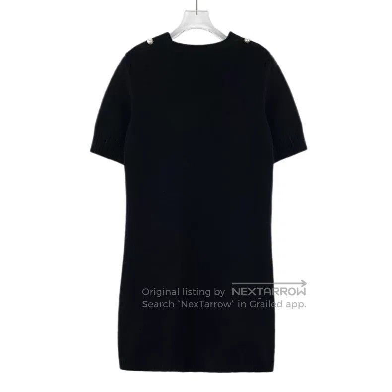 Chanel Chanel Black pearl buckle design cotton round neck short-s Size XS / US 0-2 / IT 36-38 - 2 Thumbnail