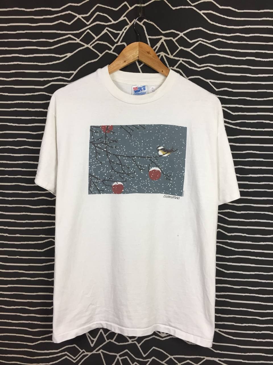 Vintage Vtg 90s Sabra Field Apple Tree In Winter Single Stitch Tee Size US L / EU 52-54 / 3 - 1 Thumbnail