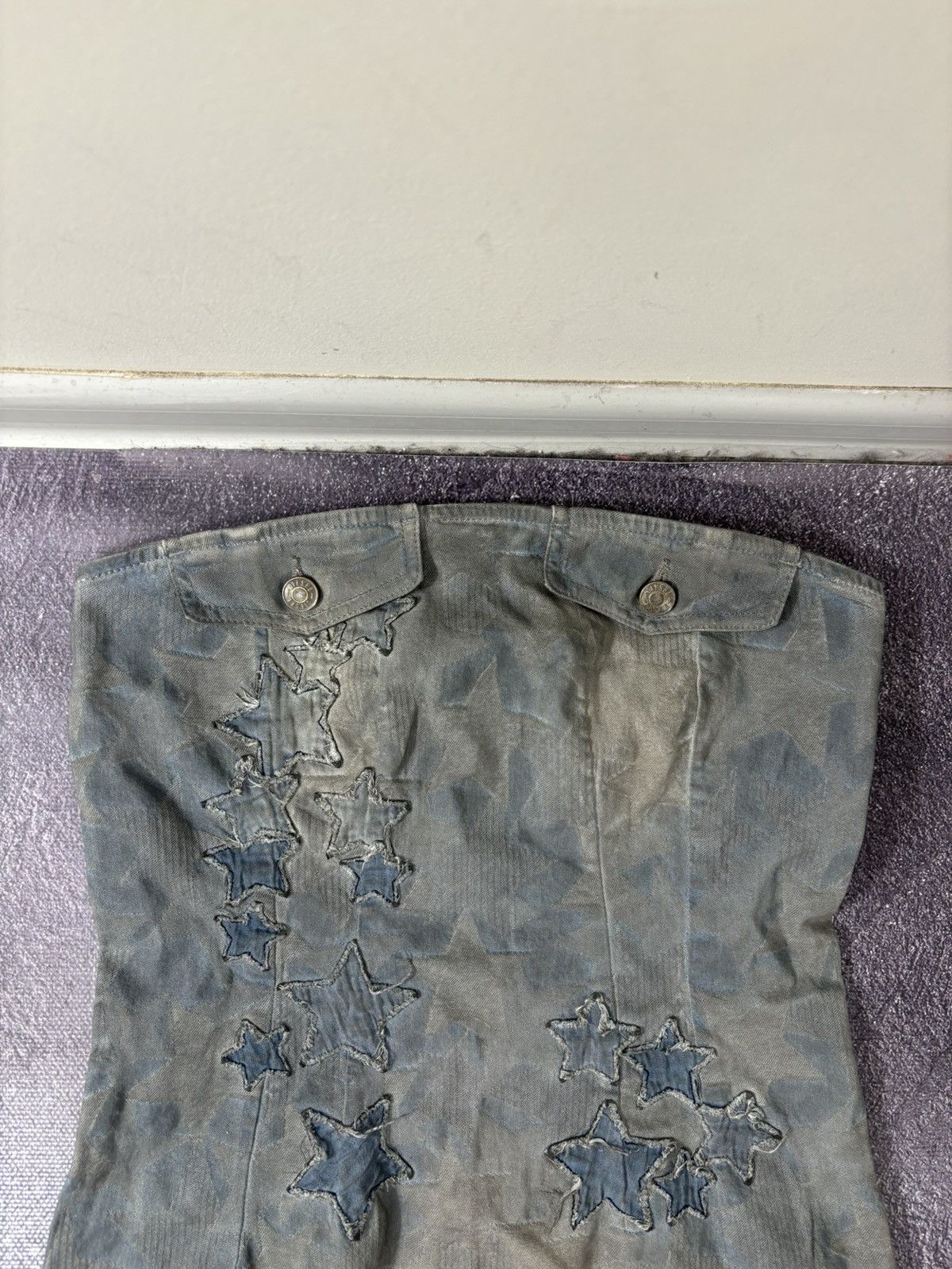 Diesel Diesel De-Dancy NWT Grey/Blue Wash Stars Denim Mini Dress Size S / US 4 / IT 40 - 5 Thumbnail