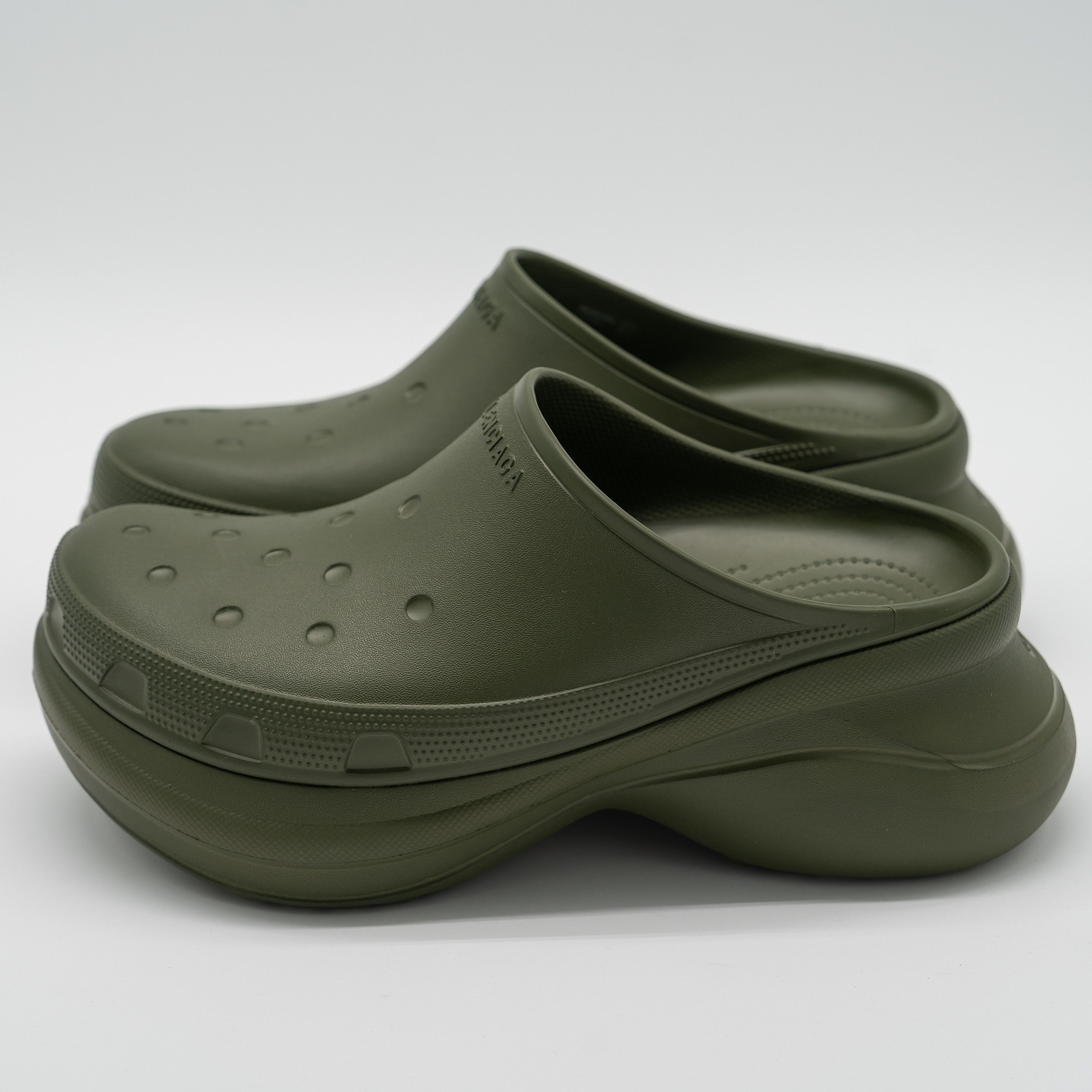 Balenciaga × Crocs 43 - Balenciaga Crocs Mule Green Khaki Slide Sandal Platform Size US 10 / EU 43 - 4 Thumbnail