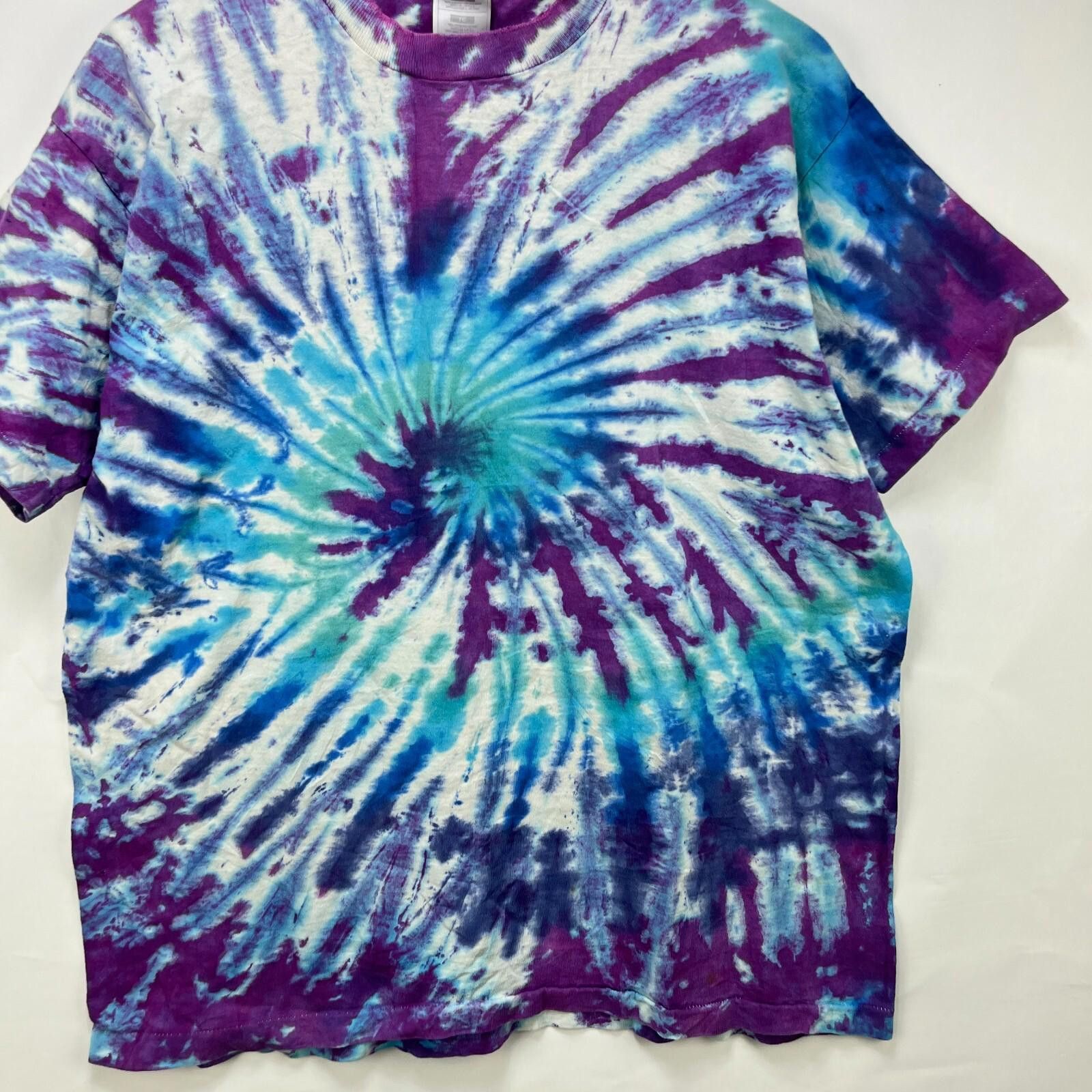 Fruit Of The Loom Vintage 90s Tie Dye Liquid AOP T Shirt Hippie XL Size US XL / EU 56 / 4 - 2 Thumbnail
