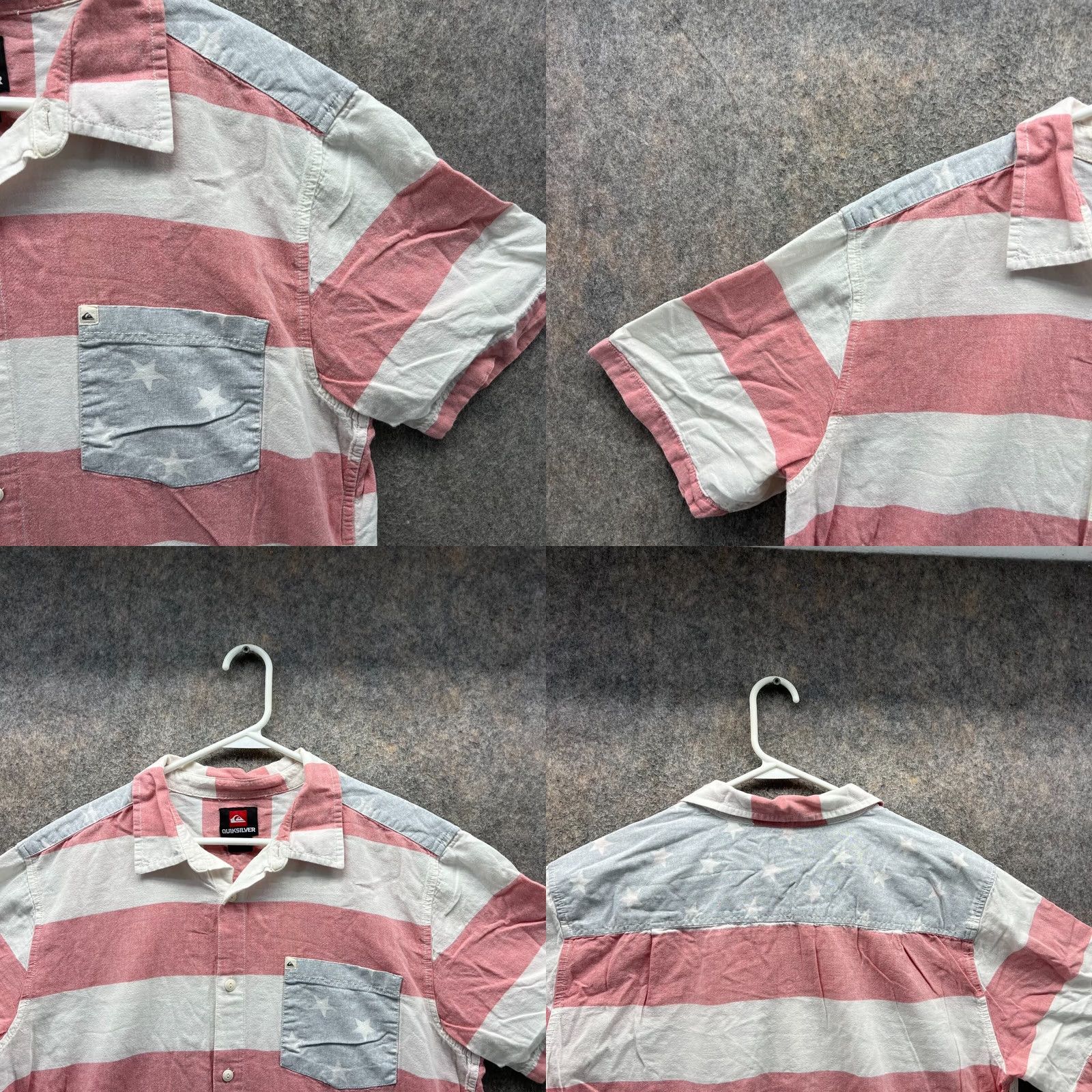 Quiksilver VINTAGE Quiksilver Shirt Men L Pink Blue Striped Button Down Short Sleeve Pocket VTG Size US L / EU 52-54 / 3 - 8 Thumbnail