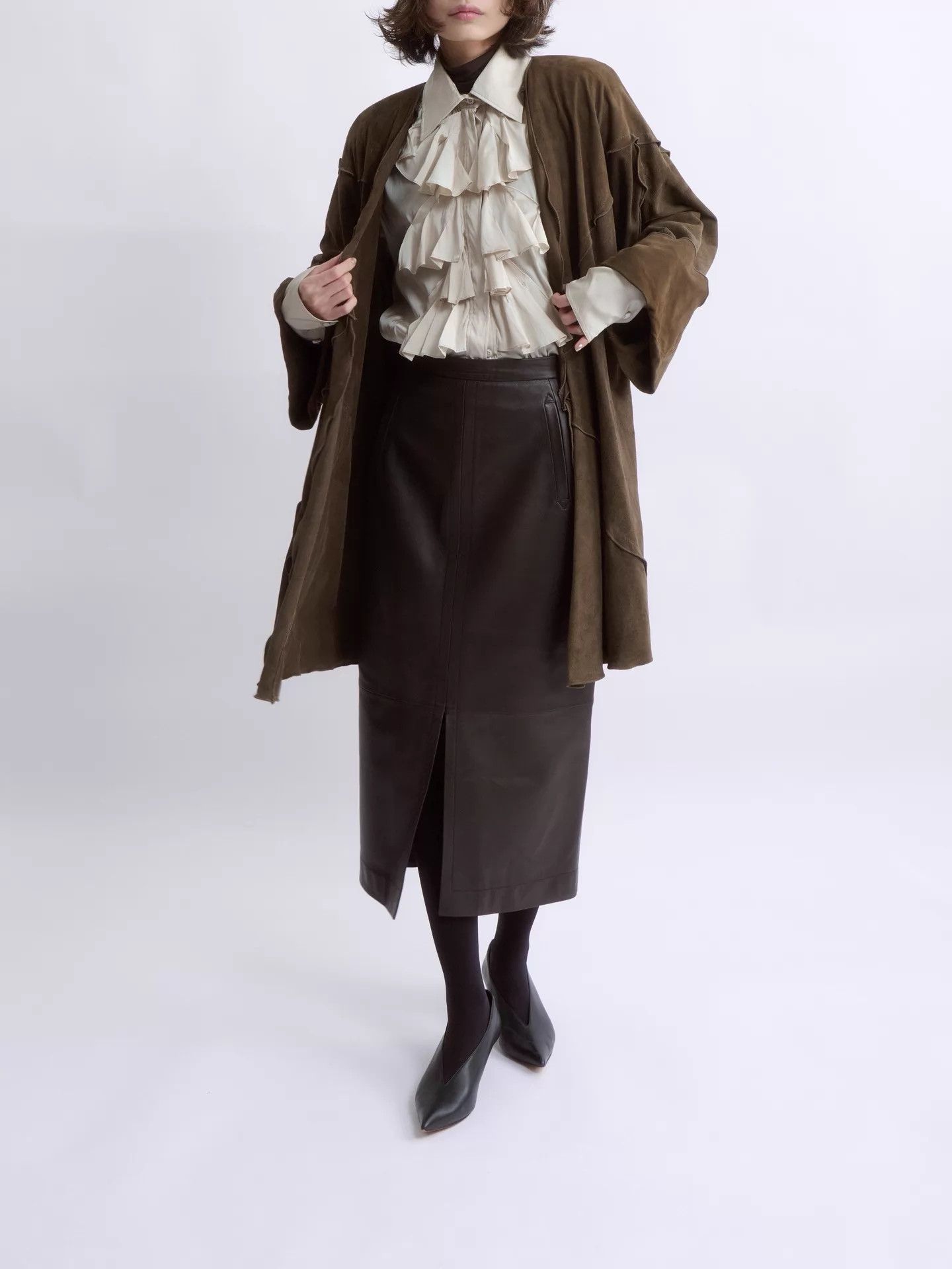 Krizia Uomo KRIZIA Vintage Men’s 80s-90s Asymmetric Sheepskin Jacket Size US M / EU 48-50 / 2 - 1 Thumbnail