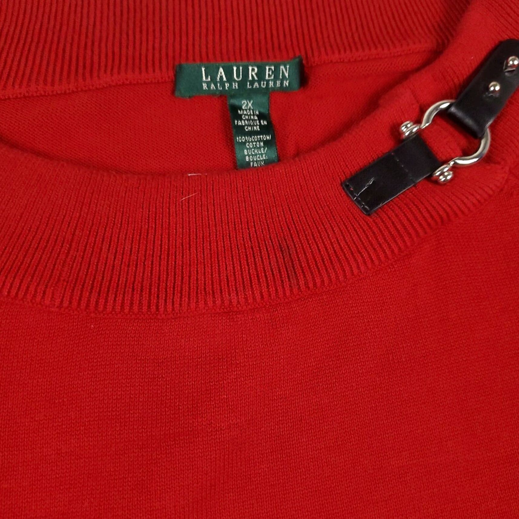 Ralph Lauren Ralph Lauren Women's Sweater Pullover 2X Red Casual Knit Zip Pockets Fall Winter Size XXL / US 16-18 / IT 52-54 - 5 Thumbnail