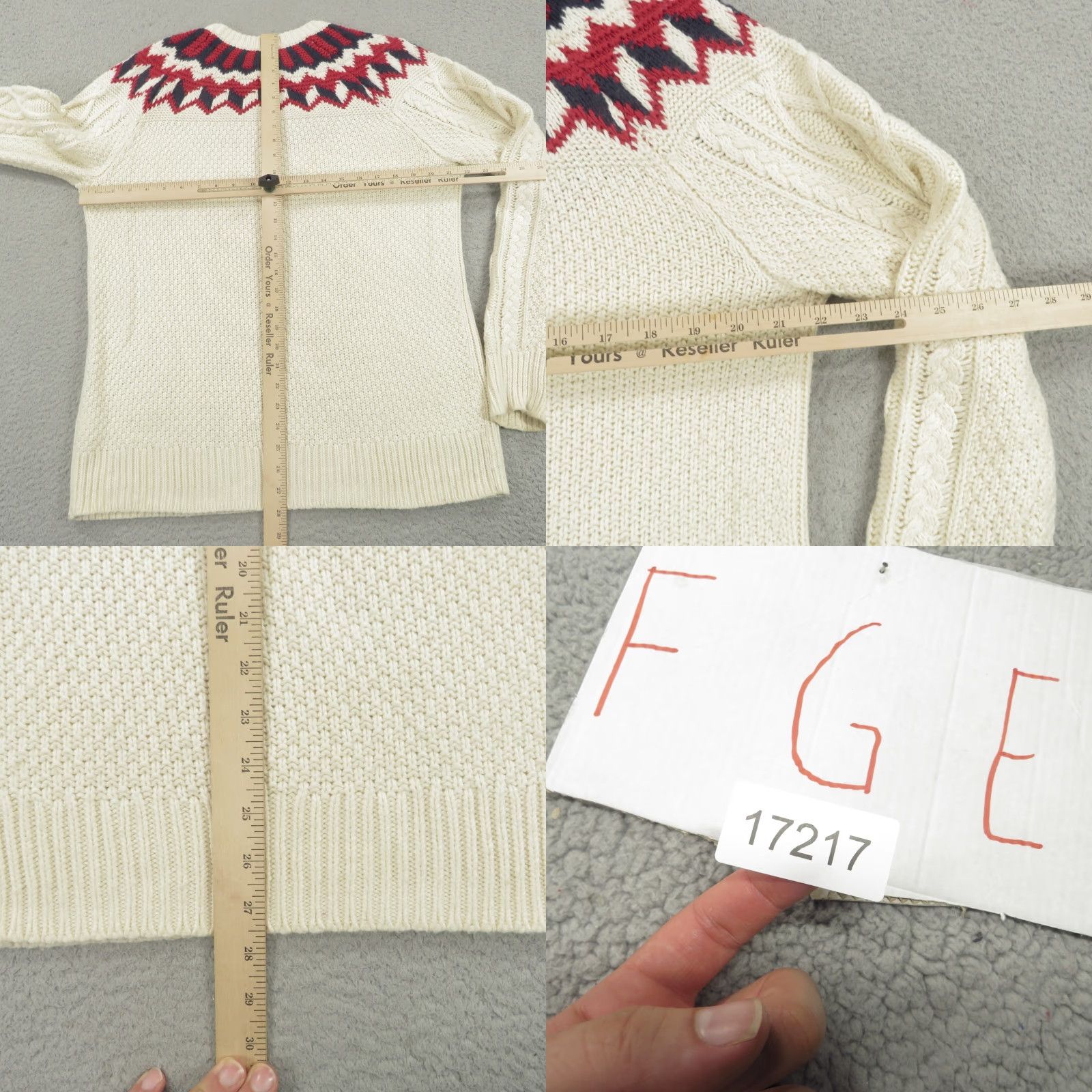 J.Crew VINTAGE J.CREW Sweater Mens Medium Cream Merino Cotton Blend Cableknit Fisherman Holidays Christmas Nautical 90s Man Clothing Mens Size US M / EU 48-50 / 2 - 9 Thumbnail