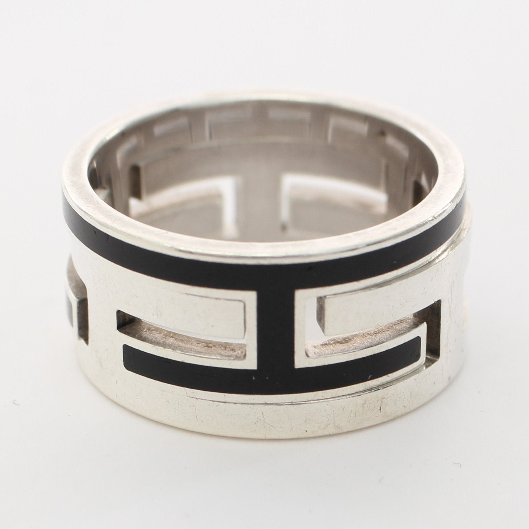 image of Hermes Move Ash Ring Ring Sv925 Silver Black, Women's