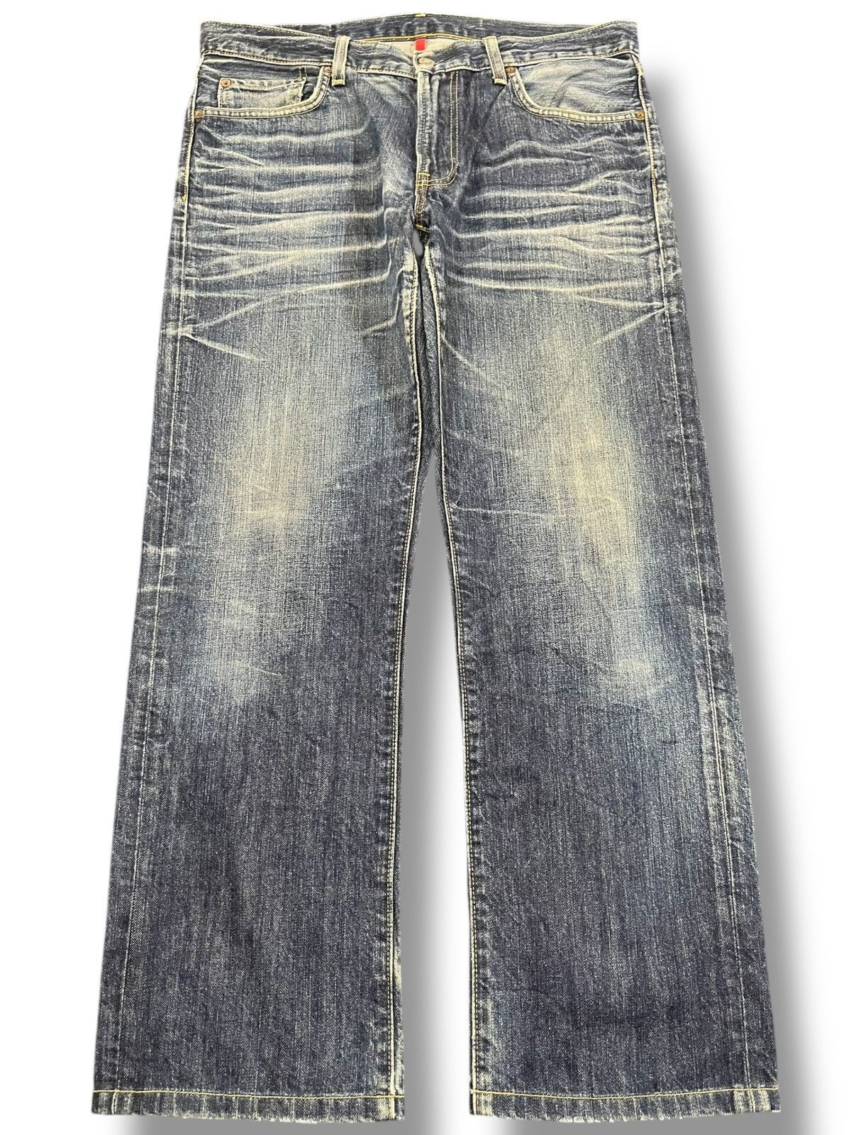 Vintage Uniqlo S-002 Faded Grunge Honeycomb Denim