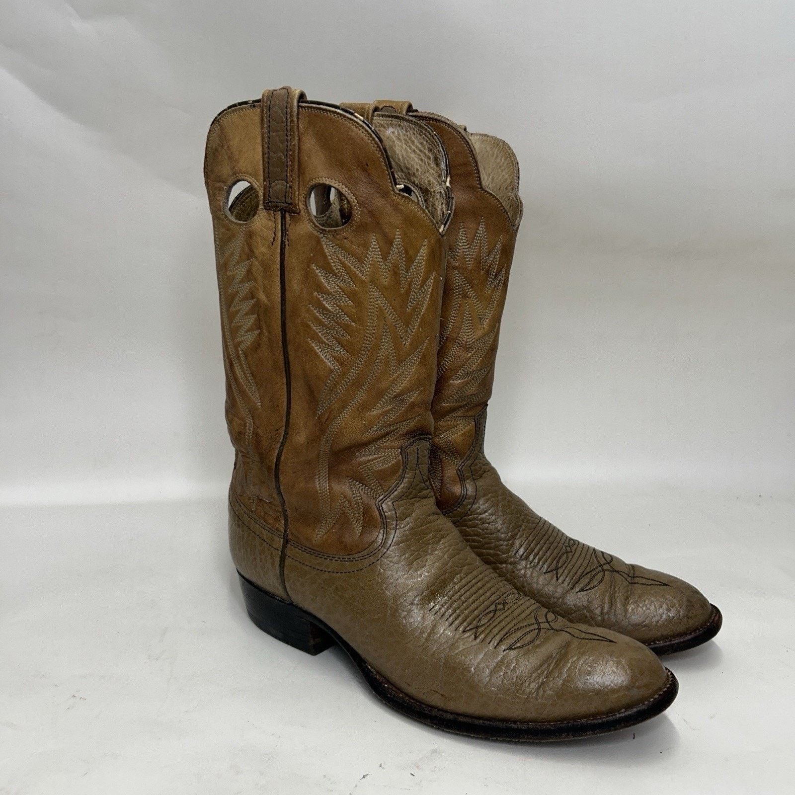 Dan Post Vintage Dan Post Bullhide Cowboy Boots Two-Tone “Tan” Size US 11 / EU 44 - 1 Thumbnail