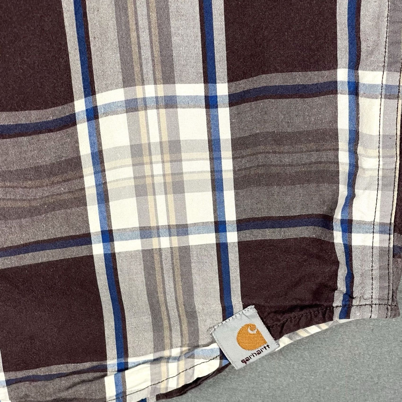 Carhartt Carhartt Shirt Mens XL Brown Plaid Short Sleeve Button-Up Relaxed Size US XL / EU 56 / 4 - 3 Thumbnail