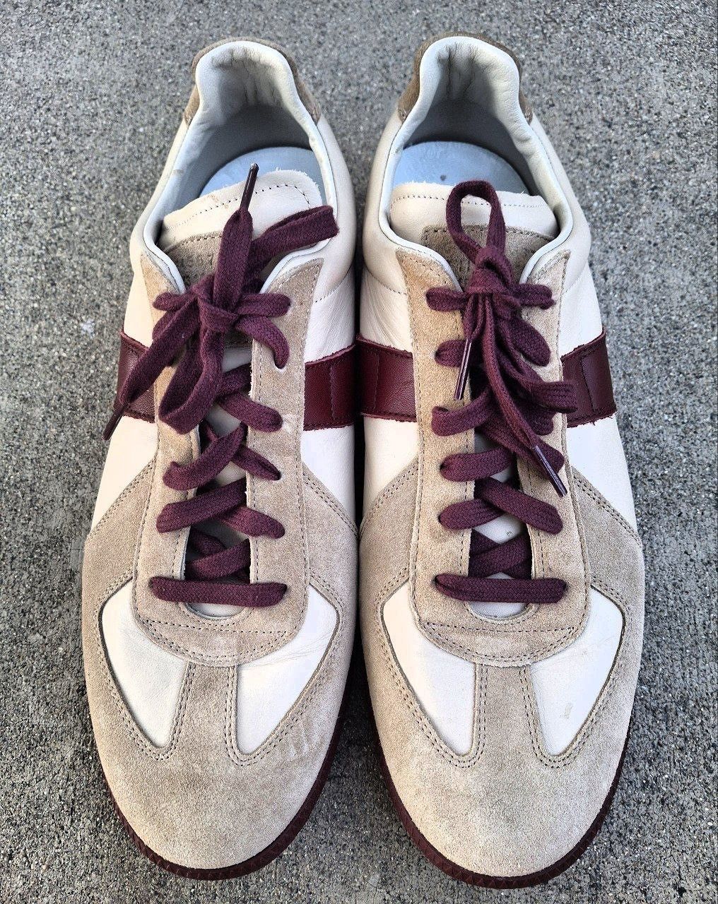 Maison Margiela Maison Margiela Replica Low Top Beige Leather Sneakers Size US 13 / EU 46 - 2 Thumbnail