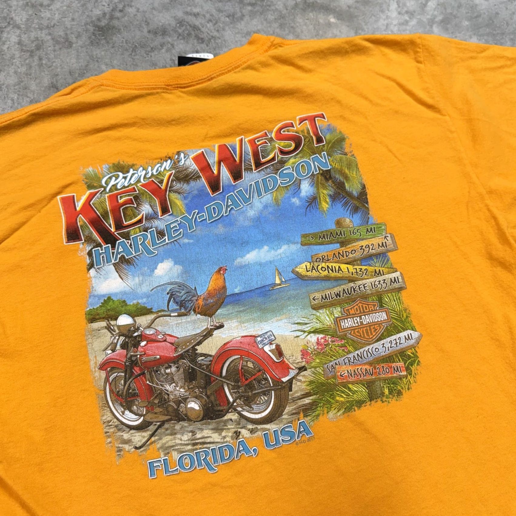Harley Davidson VINTAGE Harley-Davidson Shirt Mens Large Yellow Key West Florida Rooster Graphic Tee Size US L / EU 52-54 / 3 - 2 Thumbnail