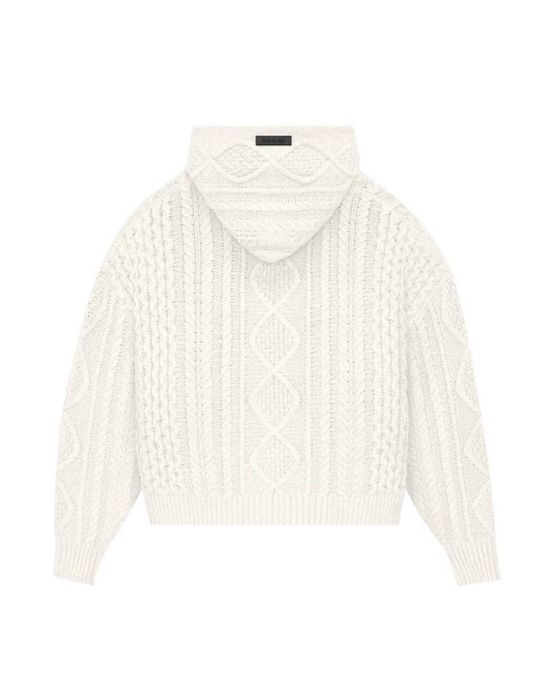 Fear of God Essentials Cable Knit Hoodie “Cloud Dancer” | Grailed