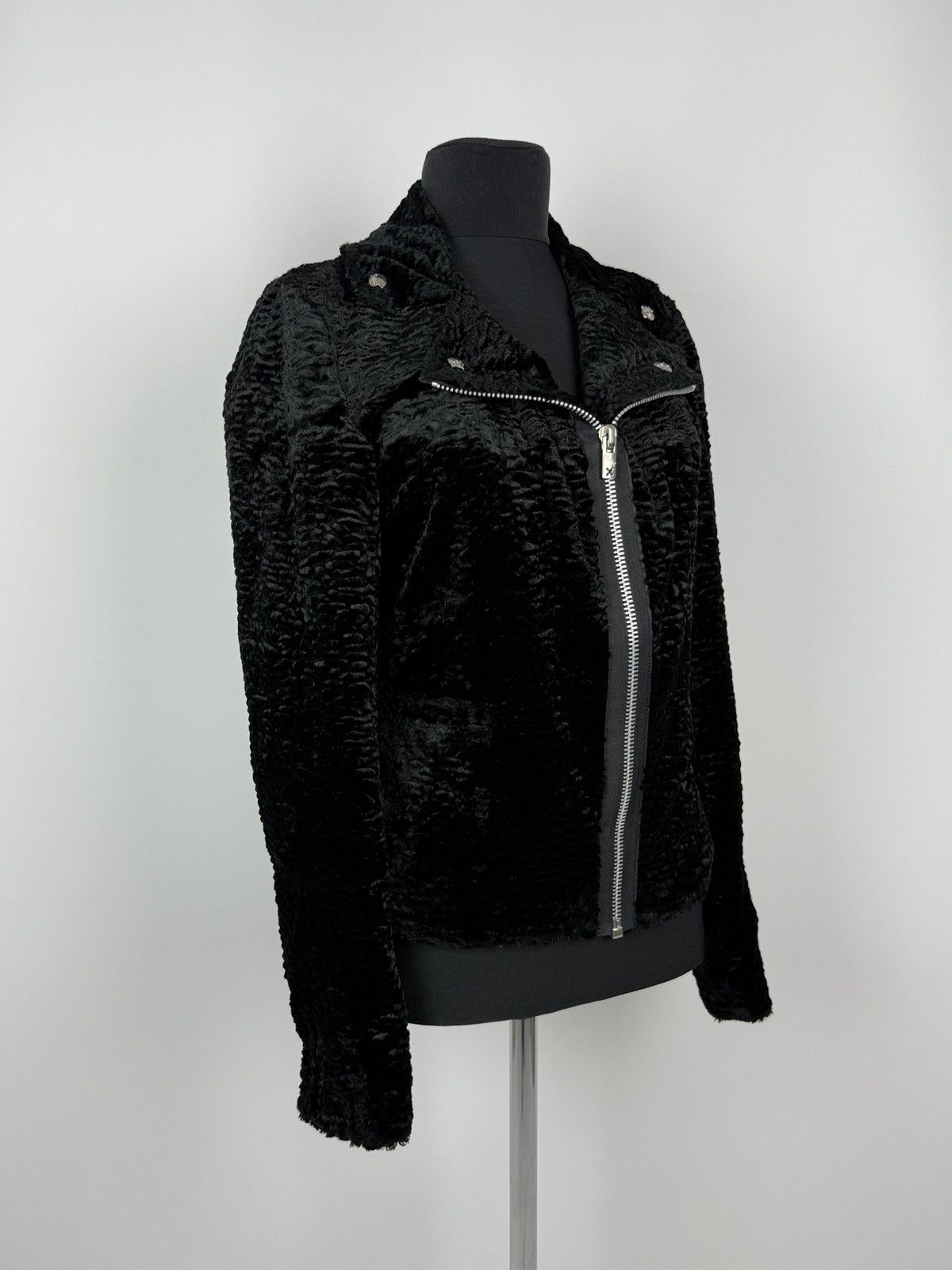 Tripp NYC Y2K Tripp NYC Black Textured Velvet Moto Rider Jacket Gothic Size S / US 4 / IT 40 - 3 Thumbnail