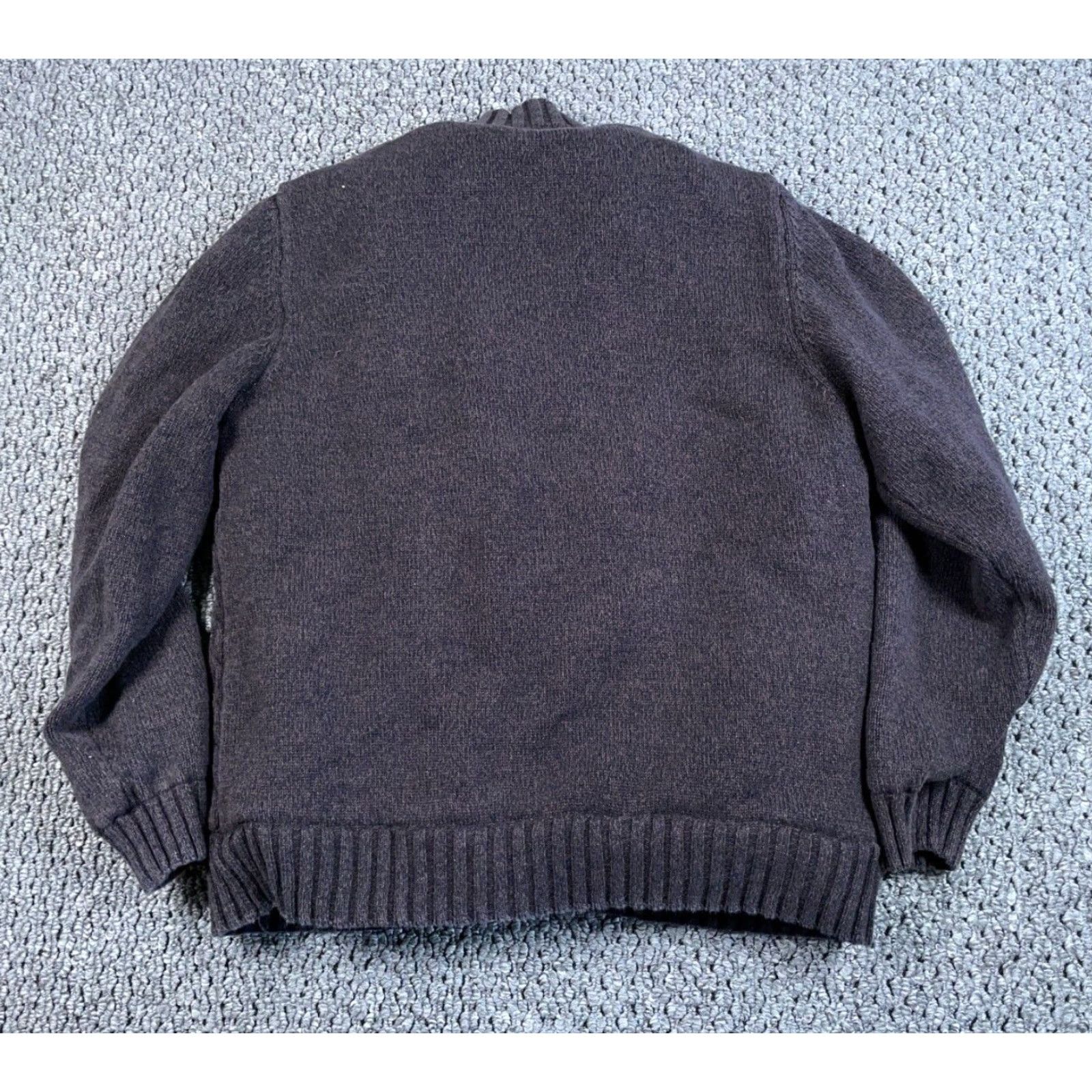 Vintage Boston Traders Sherpa Lined Zip Sweater Adult XL Brown Black Cable Knit Cotton Size US XL / EU 56 / 4 - 2 Thumbnail