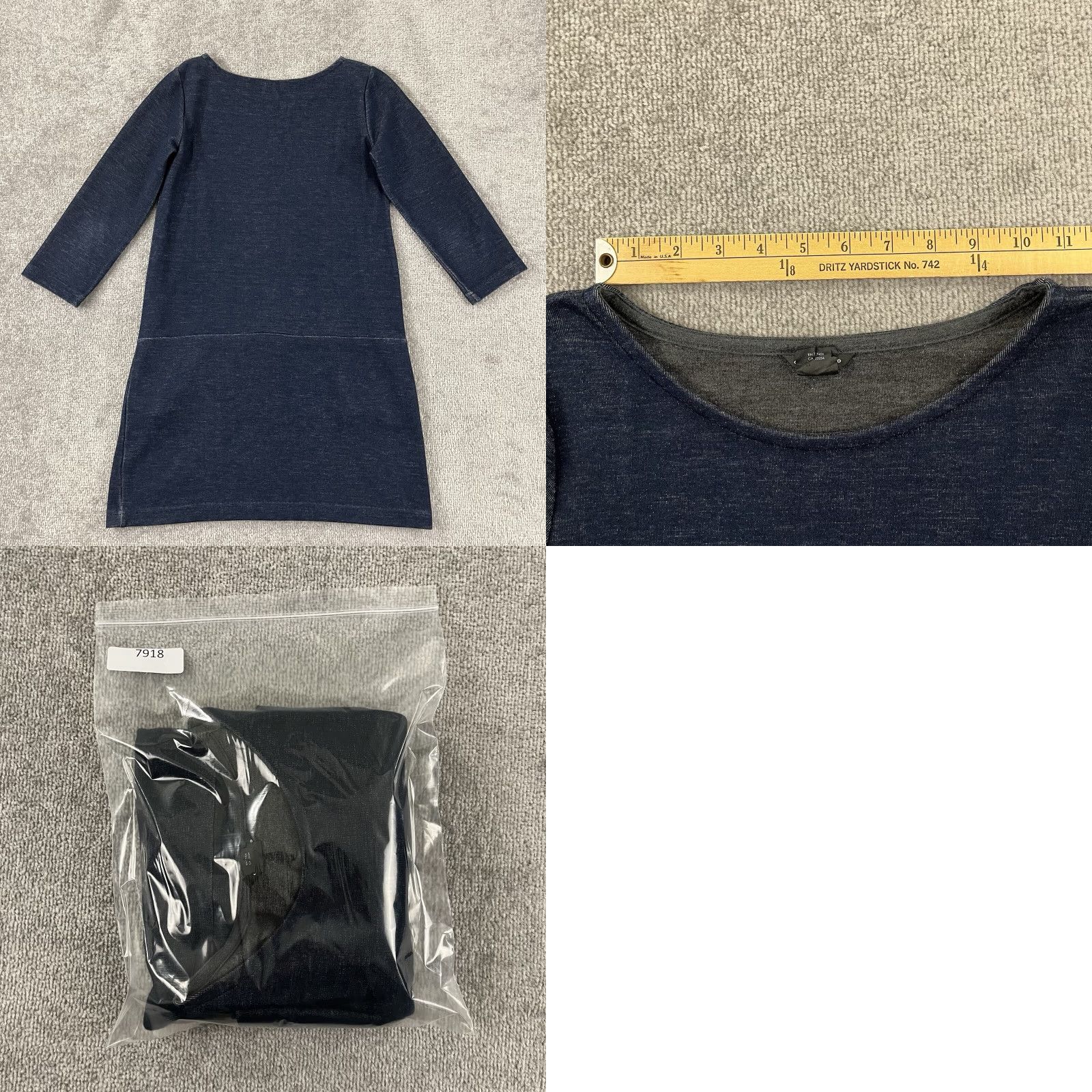 Club Monaco Club Monaco Dress Womens Size 4 Navy Blue 32" Shift Pockets 3/4 Sleeve 6% Wool Size S / US 4 / IT 40 - 8 Thumbnail