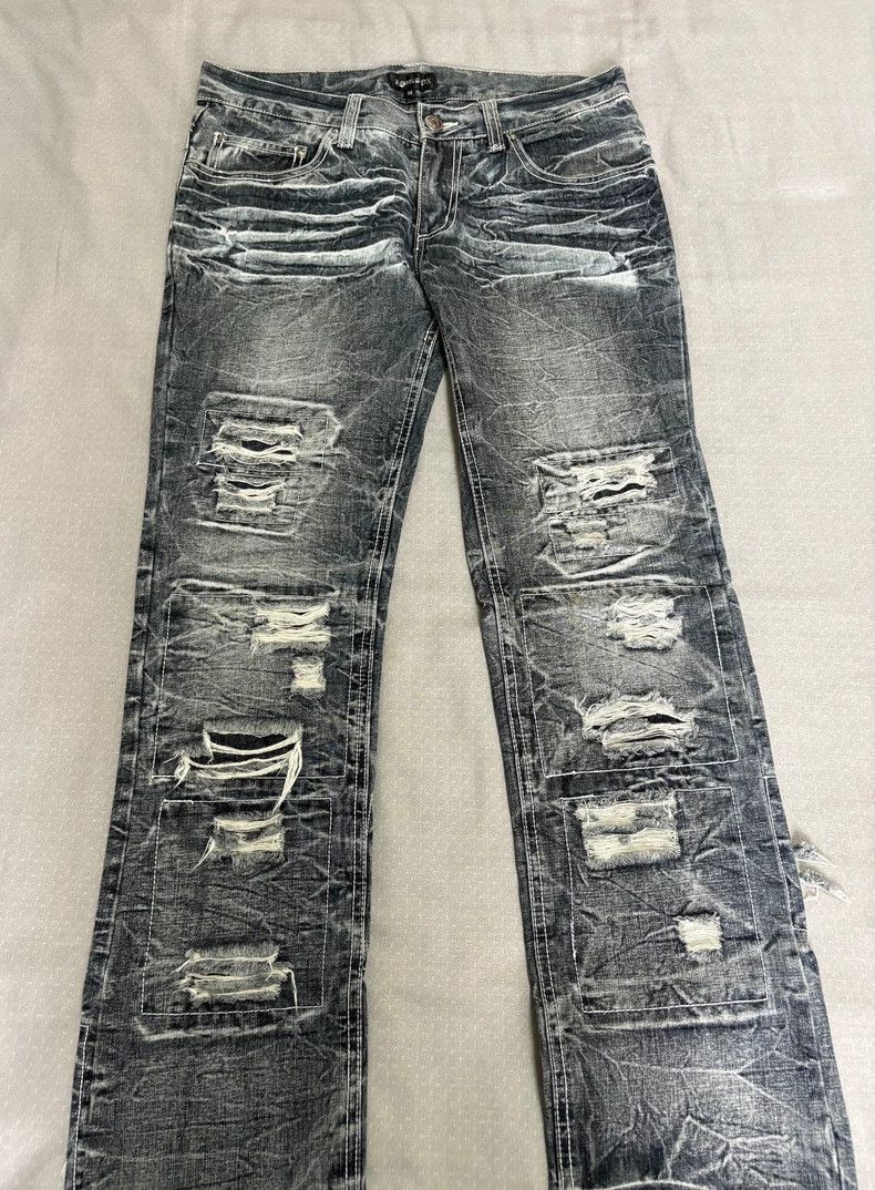 Yohji Yamamoto Vintage Distressed Denim Jeans with Patches-2506 Size 33" - 5 Thumbnail