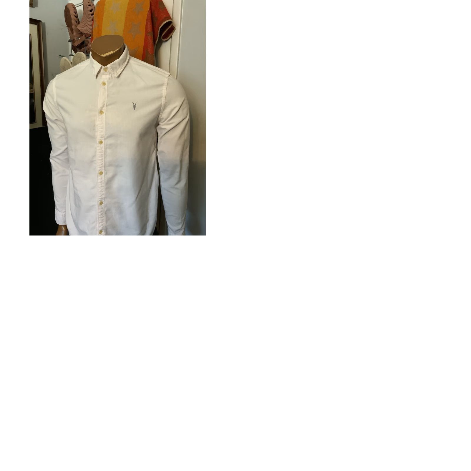 Allsaints VINTAGE AllSaints Ram Skull Pink/White Striped Kilda Long Sleeve Button Front Shirt Sz.S Mens Size US S / EU 44-46 / 1 - 9 Thumbnail