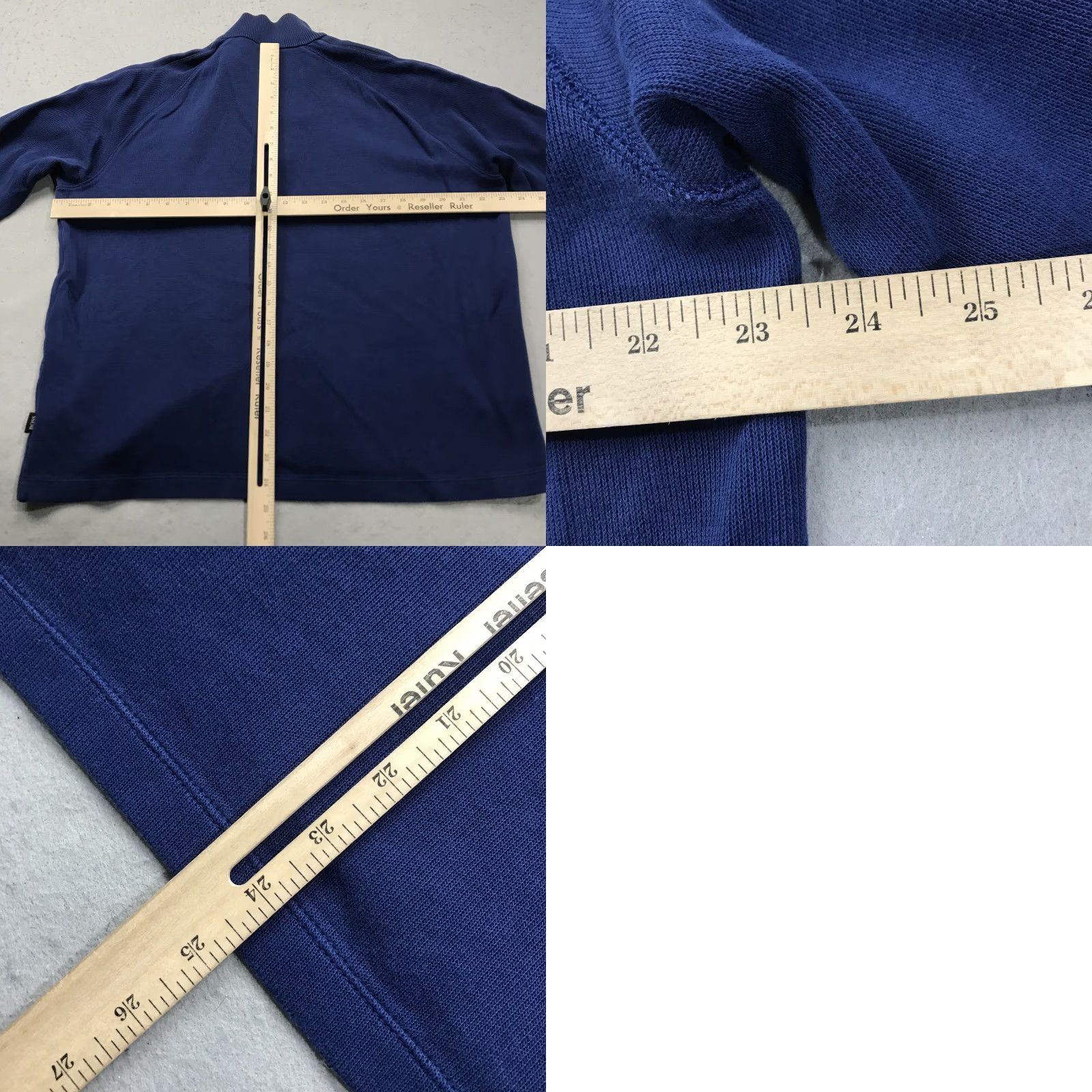 Hugo Boss HUGO BOSS Sweater Mens XL Blue Mock Neck 100% Cotton Logo Pullover Knit Solid Designer Shirt Size US XL / EU 56 / 4 - 8 Thumbnail
