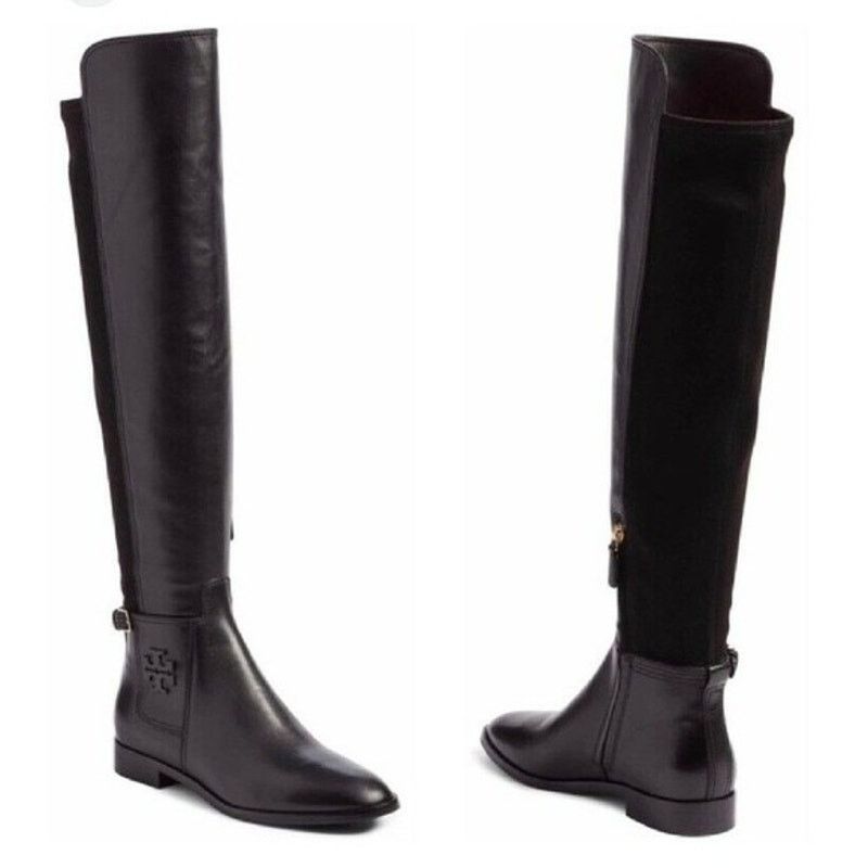 $558 Tory Burch Wyatt Black Over the Knee Boots Sz US 8