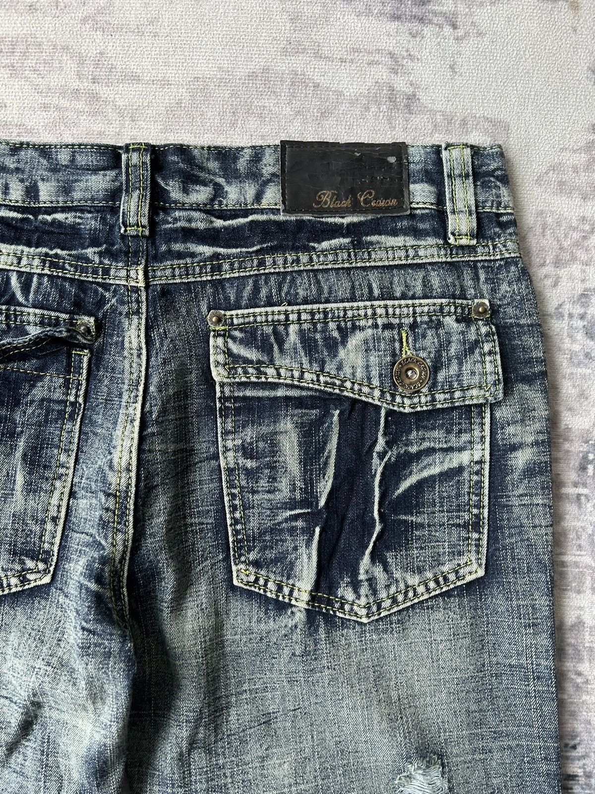 14th Addiction Flared Distressed Faded Wash Black Erown Jeans Size US 31 - 13 Thumbnail