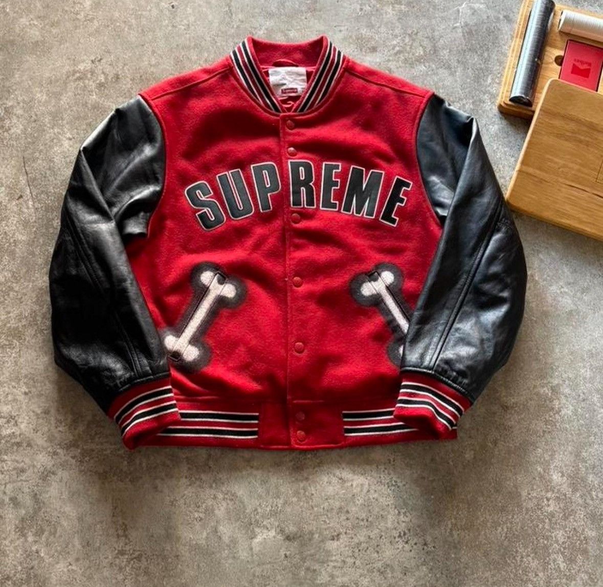 Supreme NEW Supreme Pebbled Leather Varsity Jacket - Rainbow | Grailed