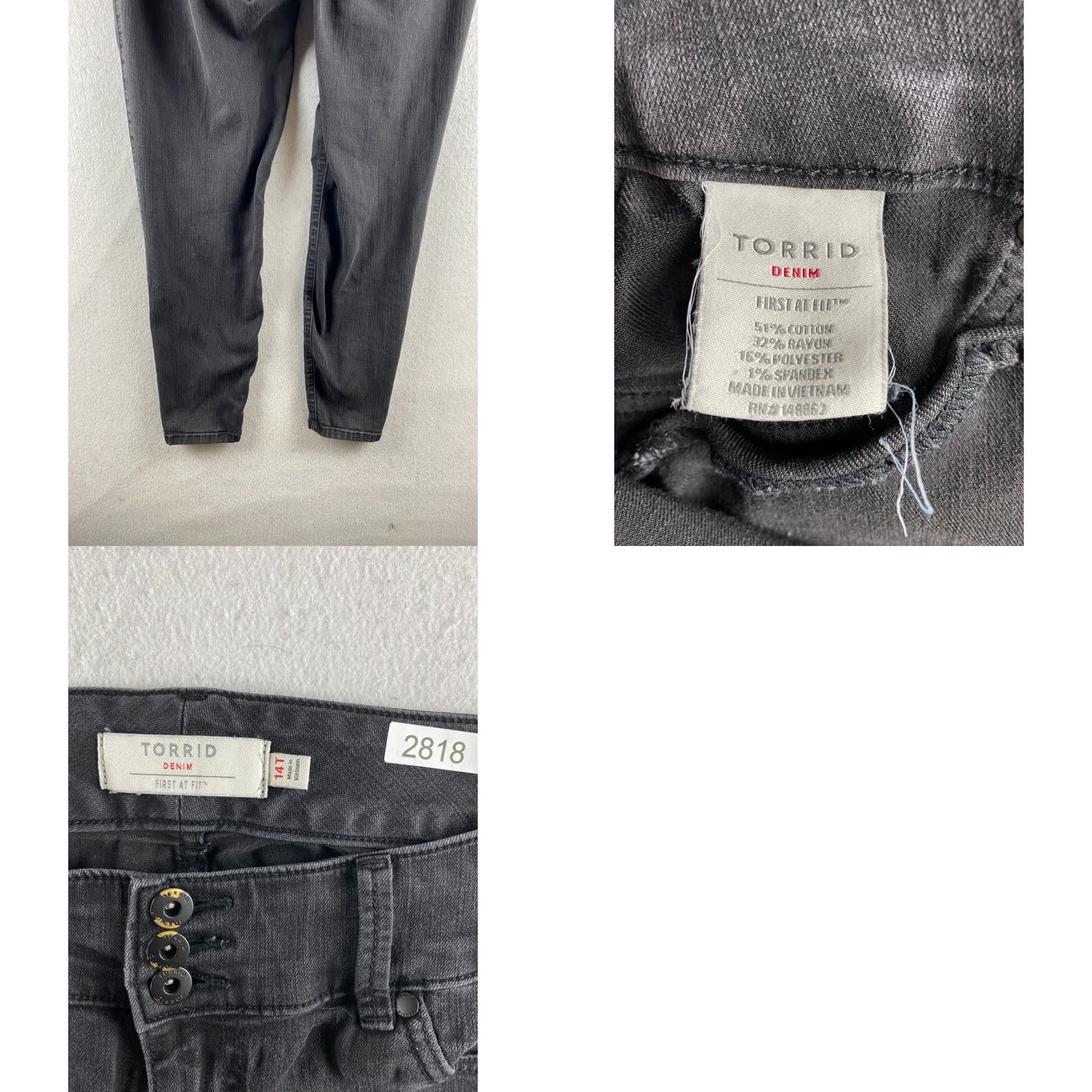 Torrid Torrid Jeans Womens 14 Tall Dark Wash Skinny 5-Pocket Denim Stretch Black Modern Vintage: No Size 36" / US 14 / IT 50 - 11 Thumbnail