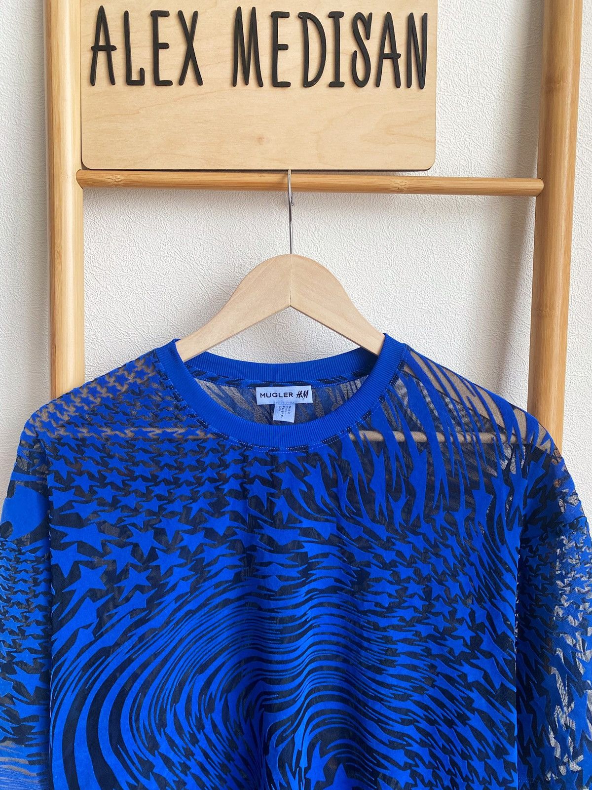 Mugler Mugler x H&M Swirling Star Mesh T-Shirt Size US L / EU 52-54 / 3 - 14 Thumbnail